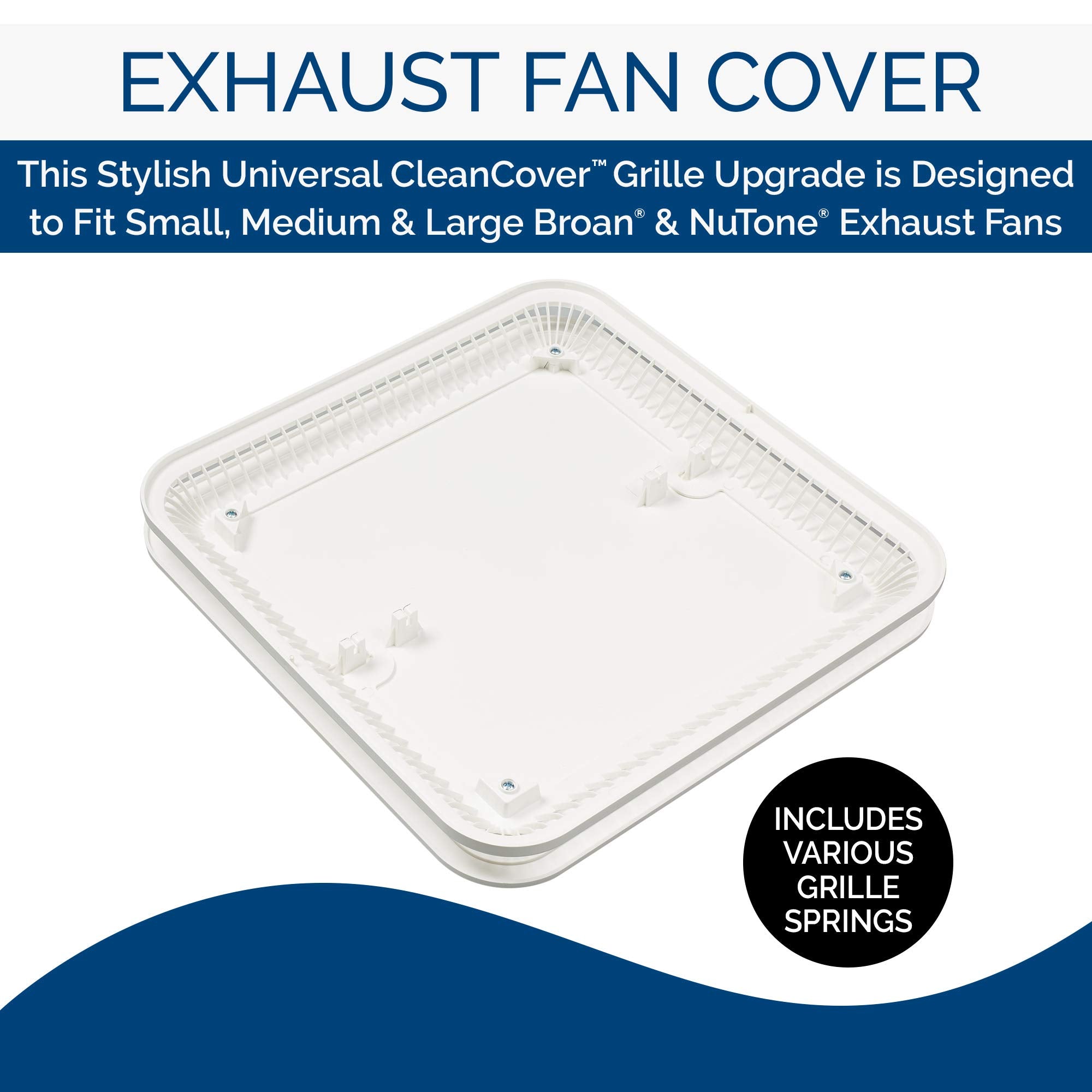 Broan Nutone Fg701S Universal Cleancover Bathroom Exhaust Upgrade Grille Cover, White Bath Fan