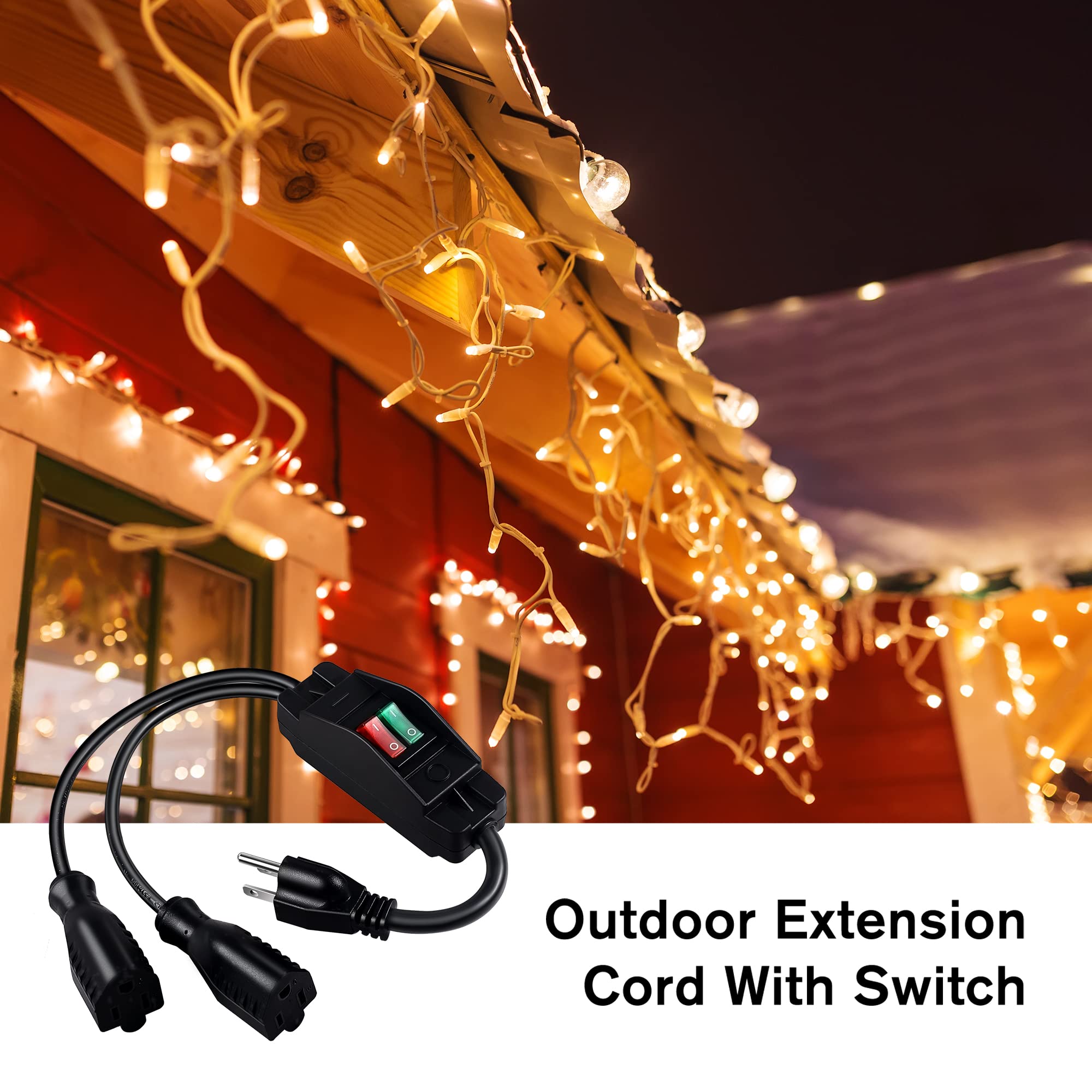 Makevivi 2 Way Extension Cord With On/Off Switch 3 Prong Outdoor Extension Cord Splitter, Heavy Duty Extension Cord With Sjtw 14