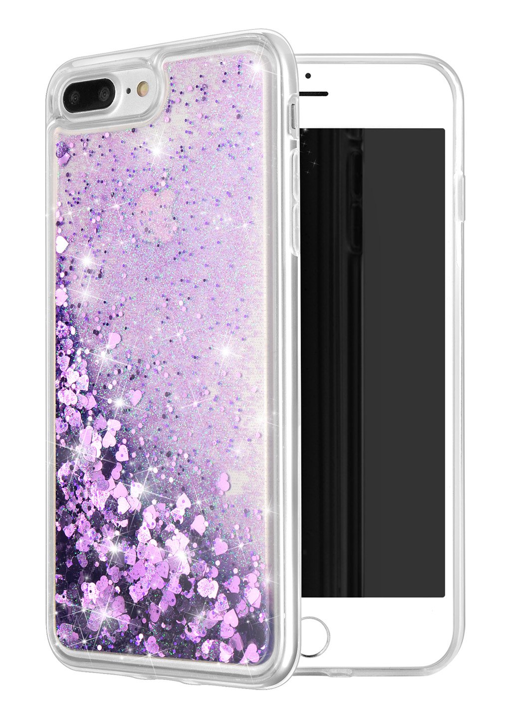 Worldmom For Iphone 7 Plus Case, For Iphone 8 Plus Case, Double Layer Design Bling Flowing Liquid Floating Sparkle Colorful Glit