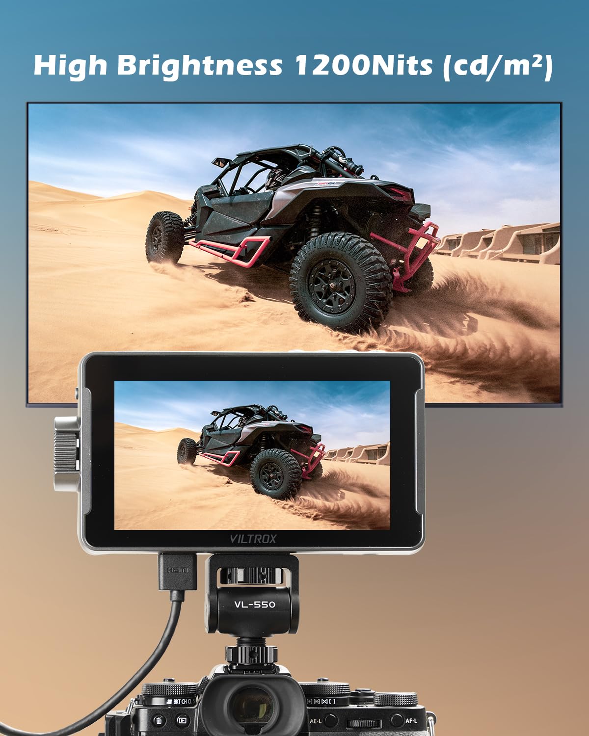 Viltrox Dc 550 Pro Touchscreen Camera Video Monitor, 5.5 Inch 1200Nits 4K Hdmi In/Out Video Field Monitor Kit With Battery   On