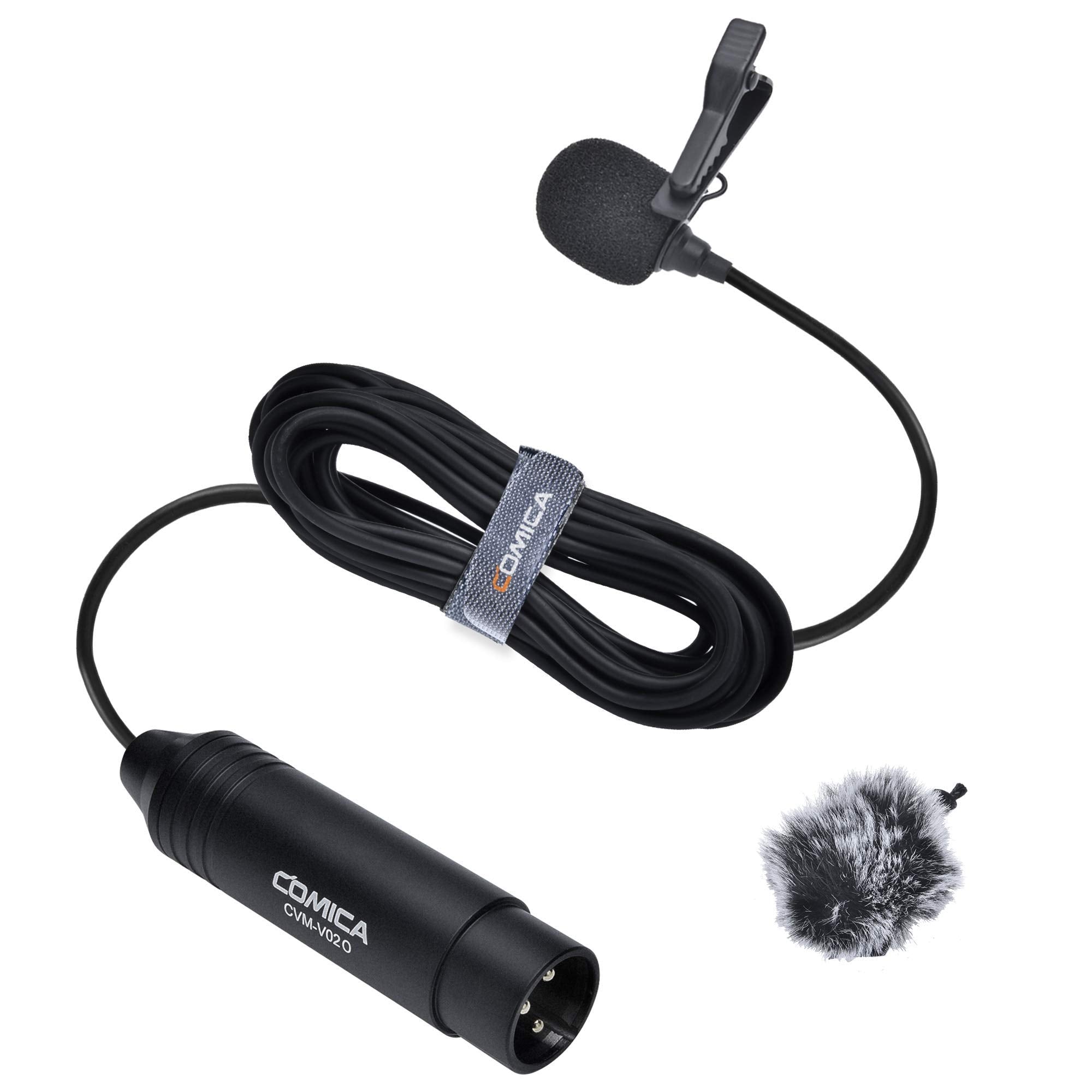 COMICA XLR Lavalier Condenser Microphone,CVM-V02O Omnidirectional Lapel Lavalier Microphone,Clip on Mic Interview Kit for Record