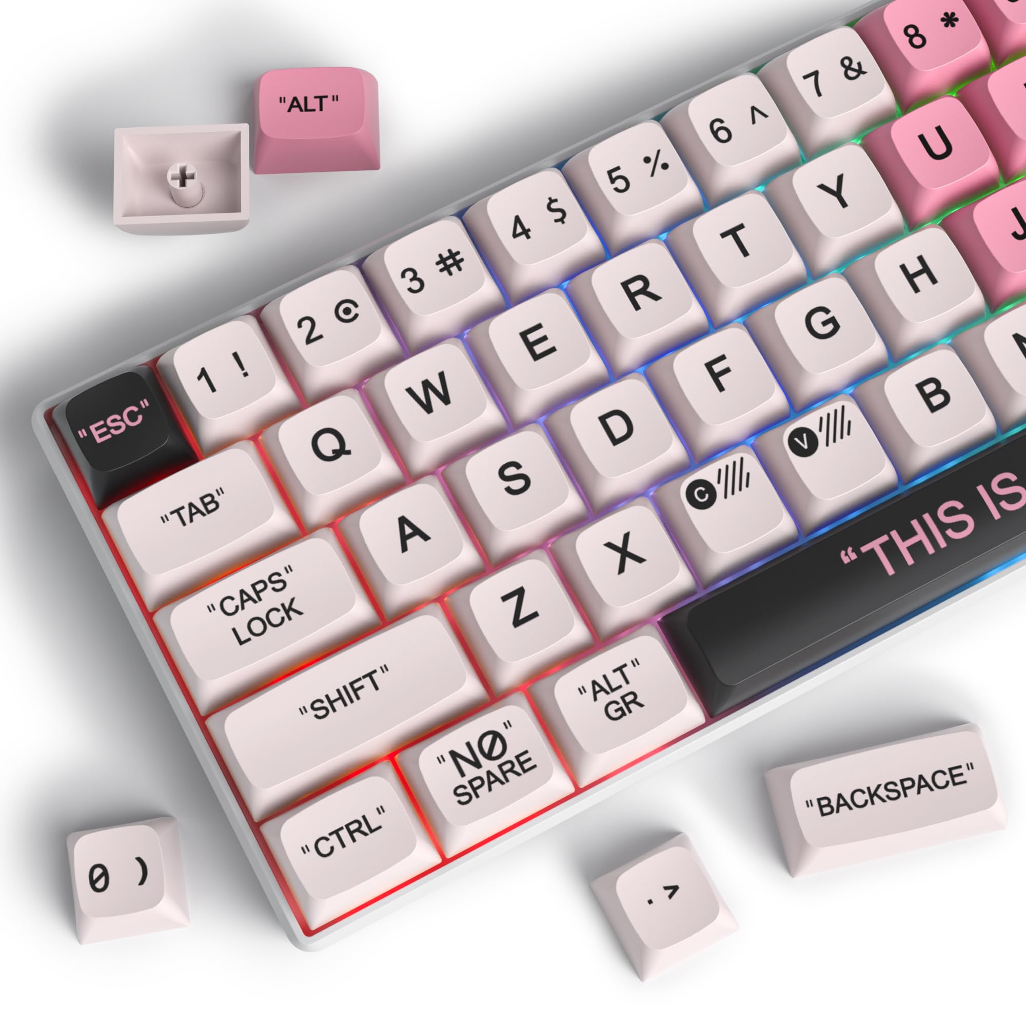 Fogruaden Pbt Pink Plastic Keycaps Dye Sublimation Cute Keycaps, Xda Profile, 144 Keys Keycaps Set For Cherry Gateron Mx Switche