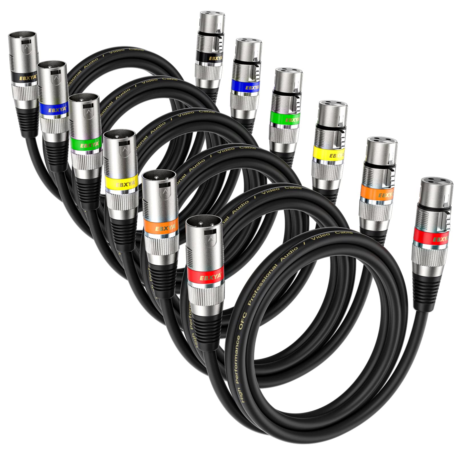 Ebxya Xlr Microphone Cable 2 Feet   Xlr Male To Female 3 Pins Balanced Xlr Cables, 6 Pack