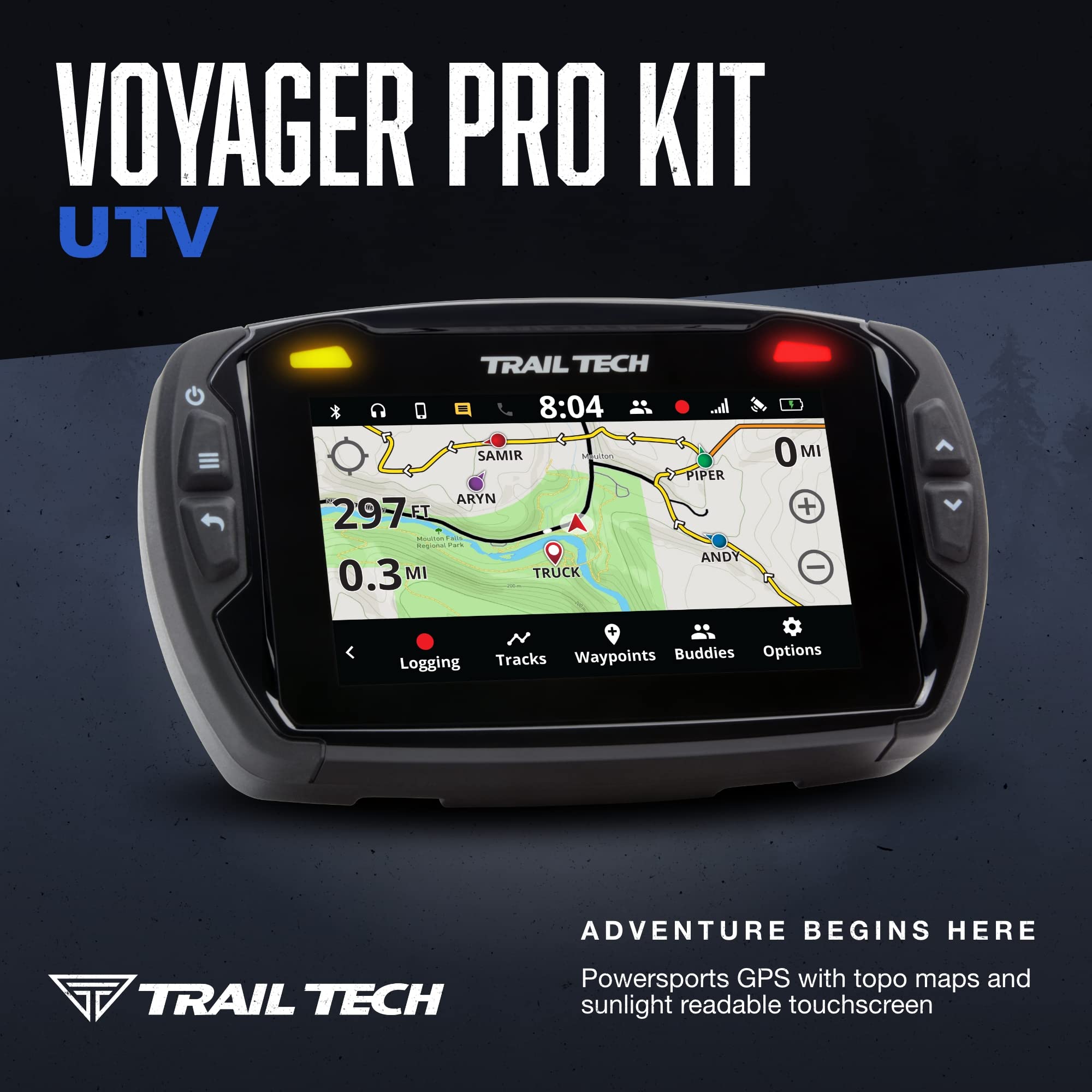 Trail Tech Voyager Pro 922-125 Utv Gps 4-Inch Touch Screen, Fits All, Black, Universal Utv