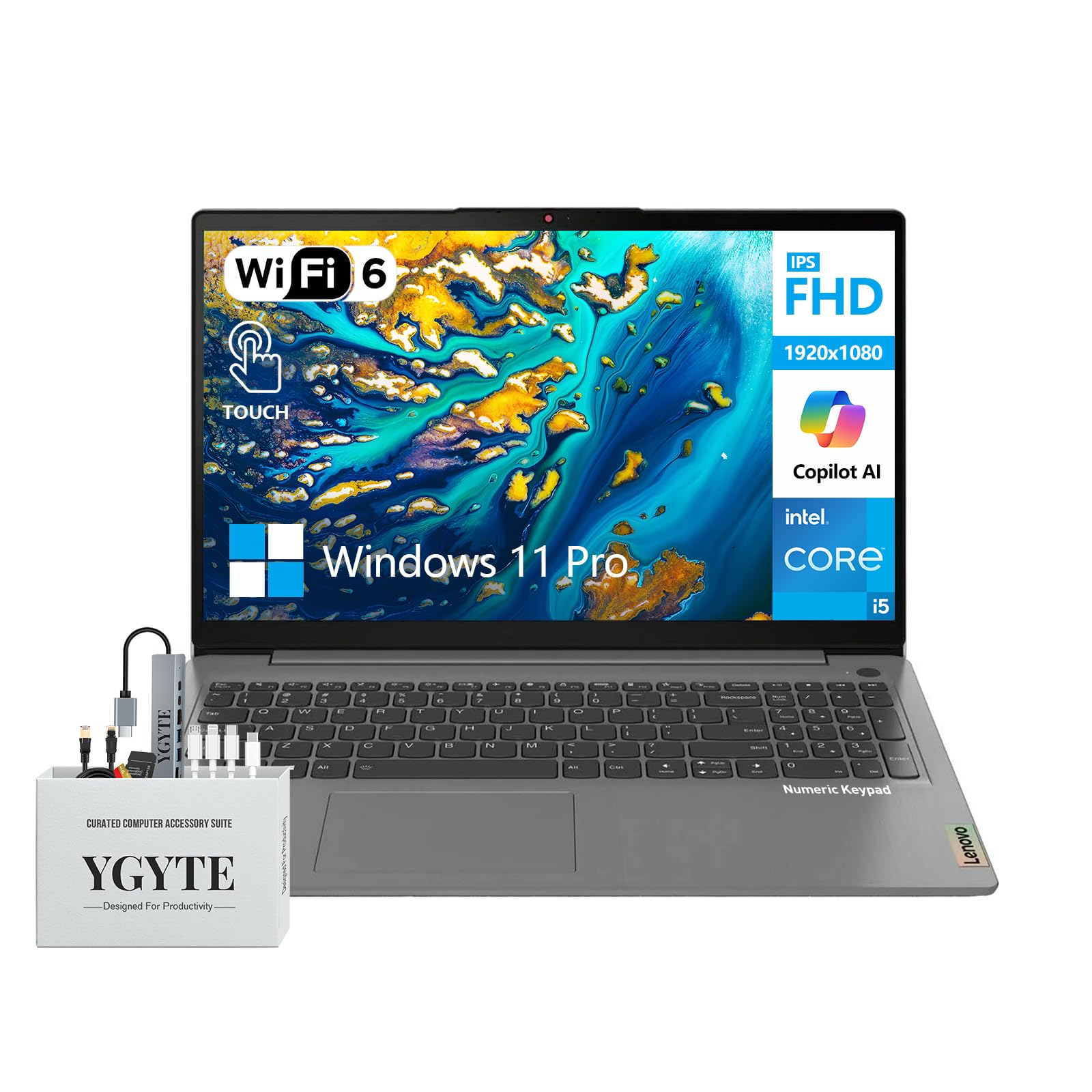 Lenovo Ideapad 3i 15 Inch Touchscreen Laptop Computer, 15.6 FHD Touch Screen Laptop, Intel Core i5, 20GB RAM 1TB SSD+512GB Docki