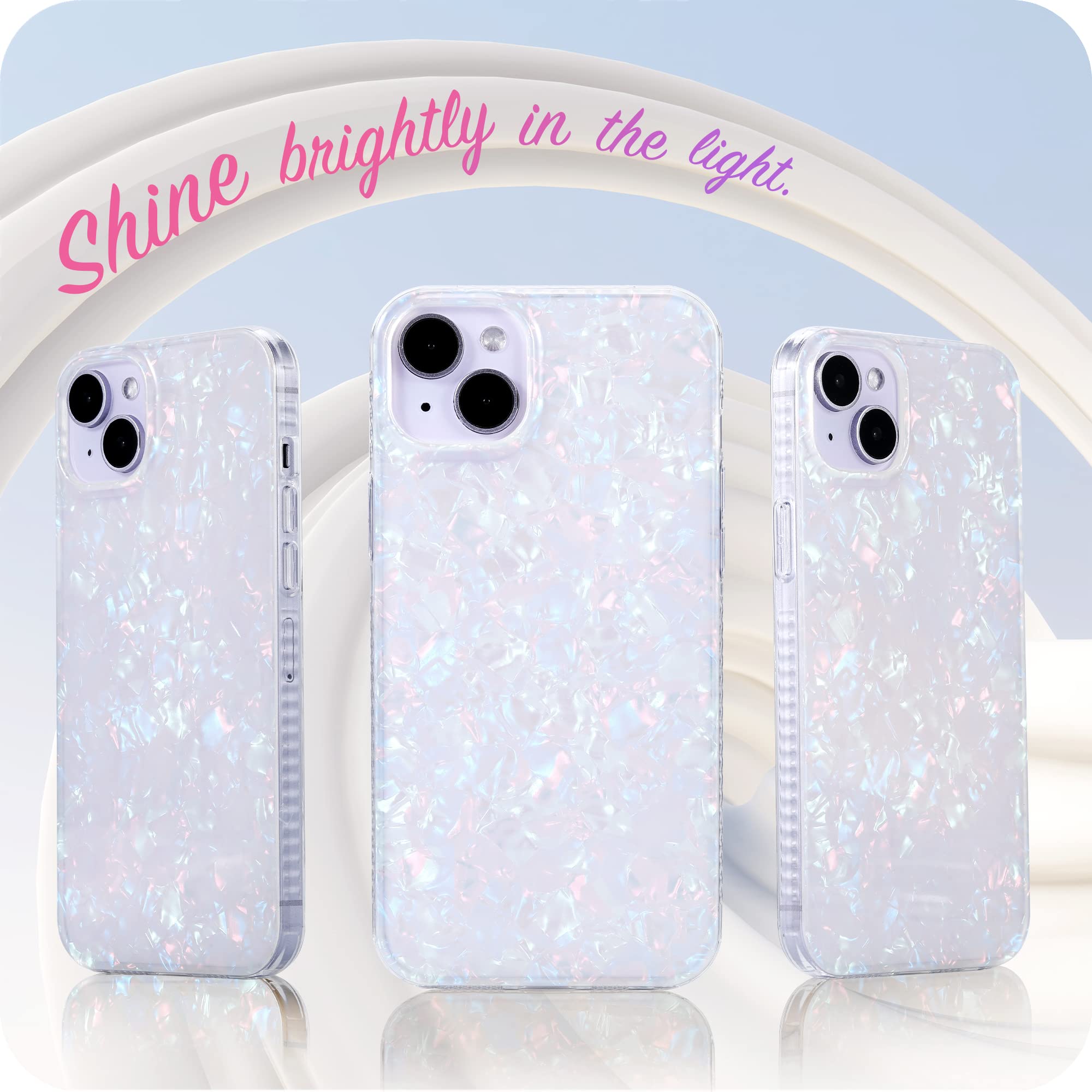 Lonli Hue White Pearl Tort Phone Case For Iphone 14 Pro Max Case | 360 Shock-Absorbent Bumper, Cute, Unique, Aesthetic, Phone Co