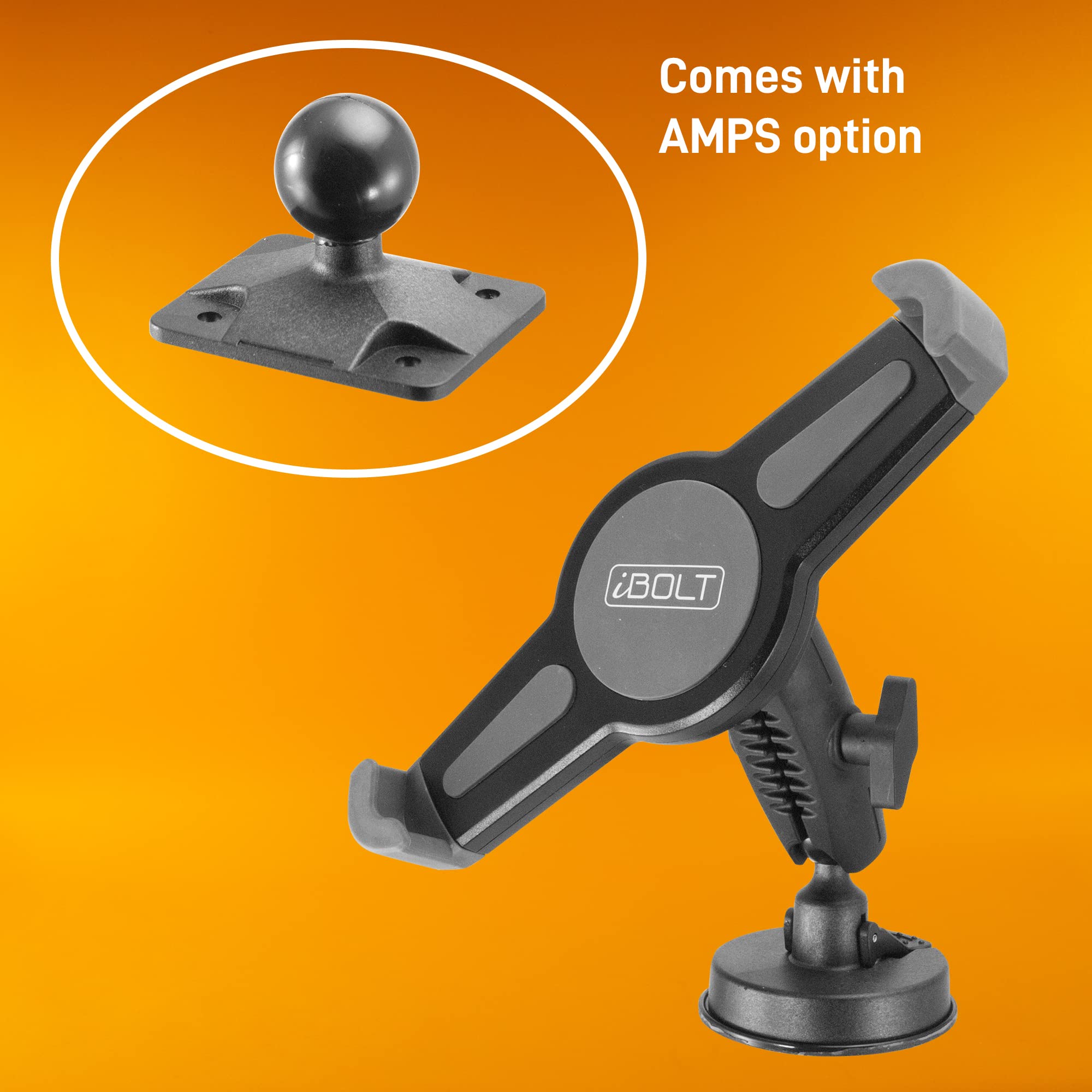 Ibolt Tabdock 2 Drive-Holder/Mount With Suction Cup And Amps Plate Bizmount- For Your Windshield, Dashboard, Or Desk - Compatibl