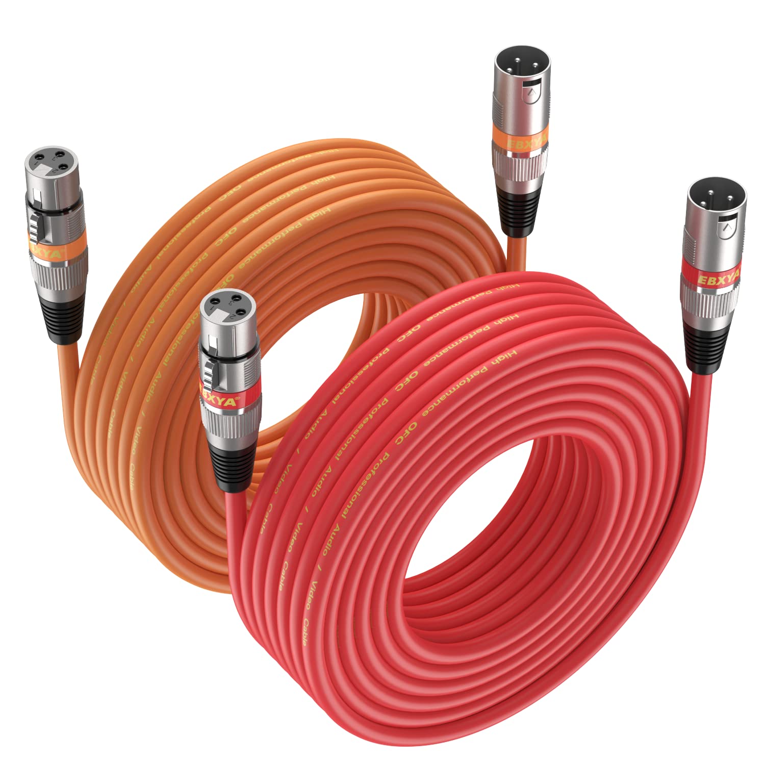 Ebxya Xlr Cable 35 Feet 2 Pack   3 Pin Balanced Xlr Male To Female Microphone Cable For Mic Mixer, Recording Studio, Podcast