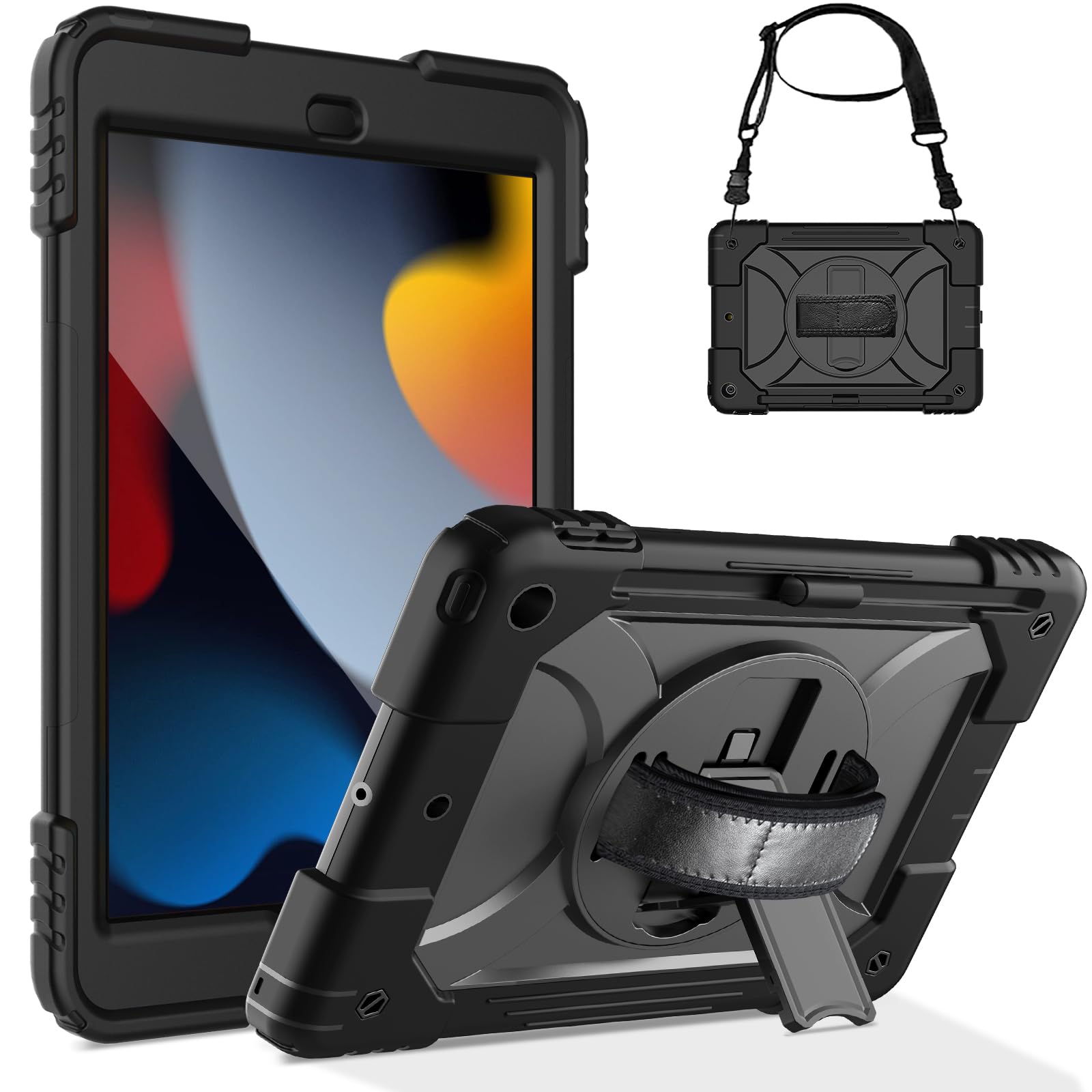 Ltrop Ipad 9Th/8Th/7Th Generation Case, Ipad 10.2 Inch Case(2021/2020/2019)   Shockproof Ipad Cover Case With Rotating Stand/Sho