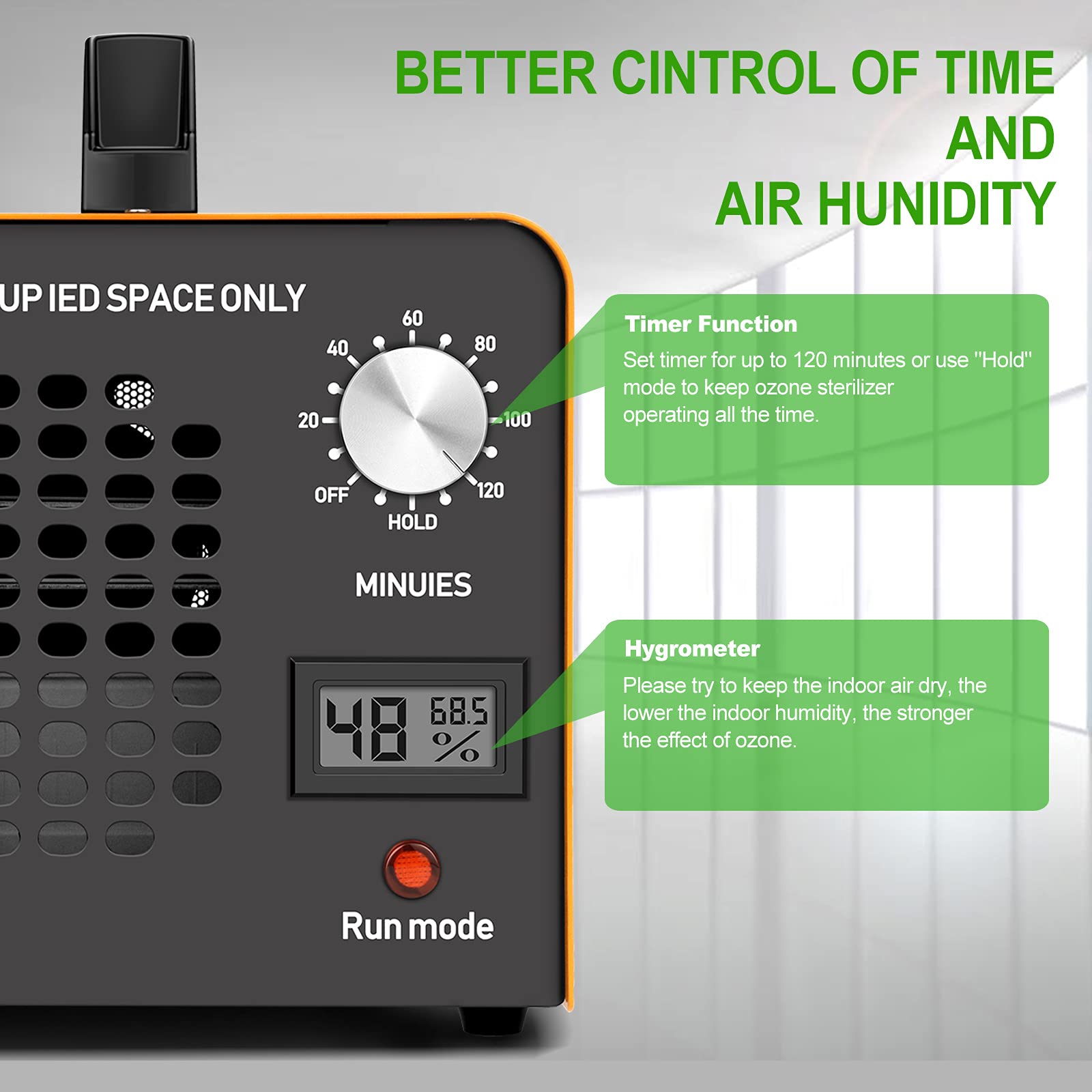 ELINP Ozone Generator 10000 mg/hr Portable Odor Eliminator for Home, Cars & Pets, Orange, Model YL10G