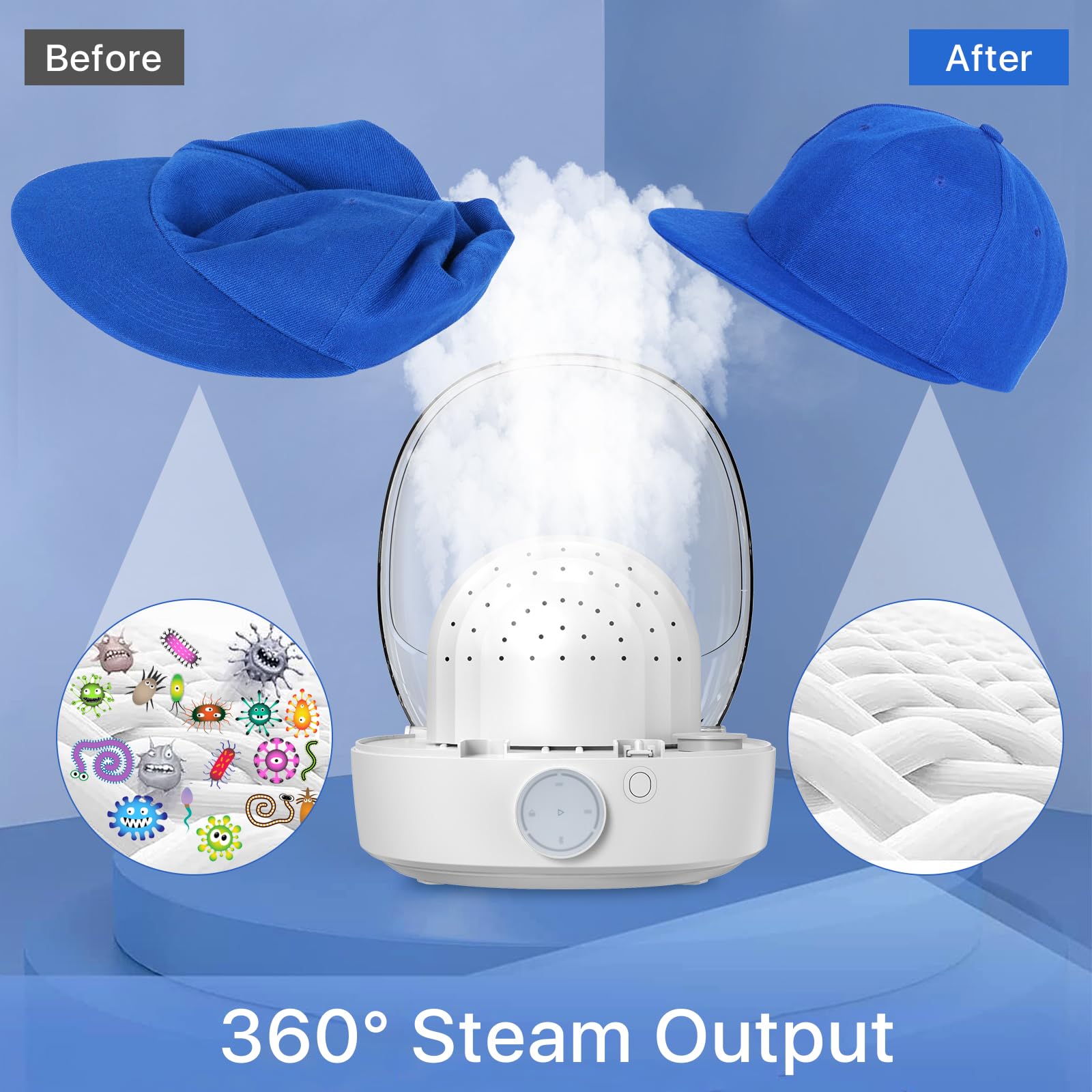 Fanwinyu Automatic Cap Cleaner With Steam And Dry,Steam Iron To Reshape The Hat,Restore Misshapen Hat/Cap Natural Shape With Ste