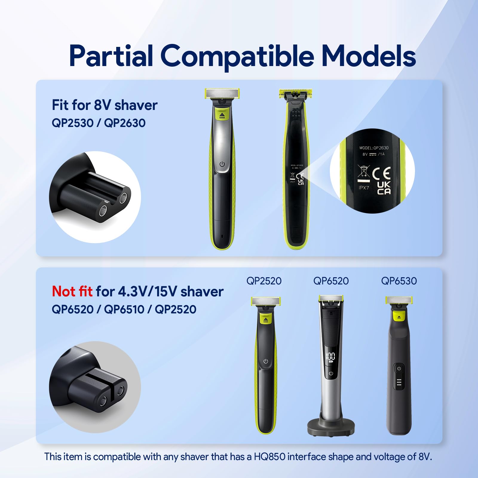 Yinke 8V Hq850 Type C Shaver Charger Adapter Charging Converter For Philips Norelco Oneblade Qp2630 Qp2530, Usb C Electric Shave