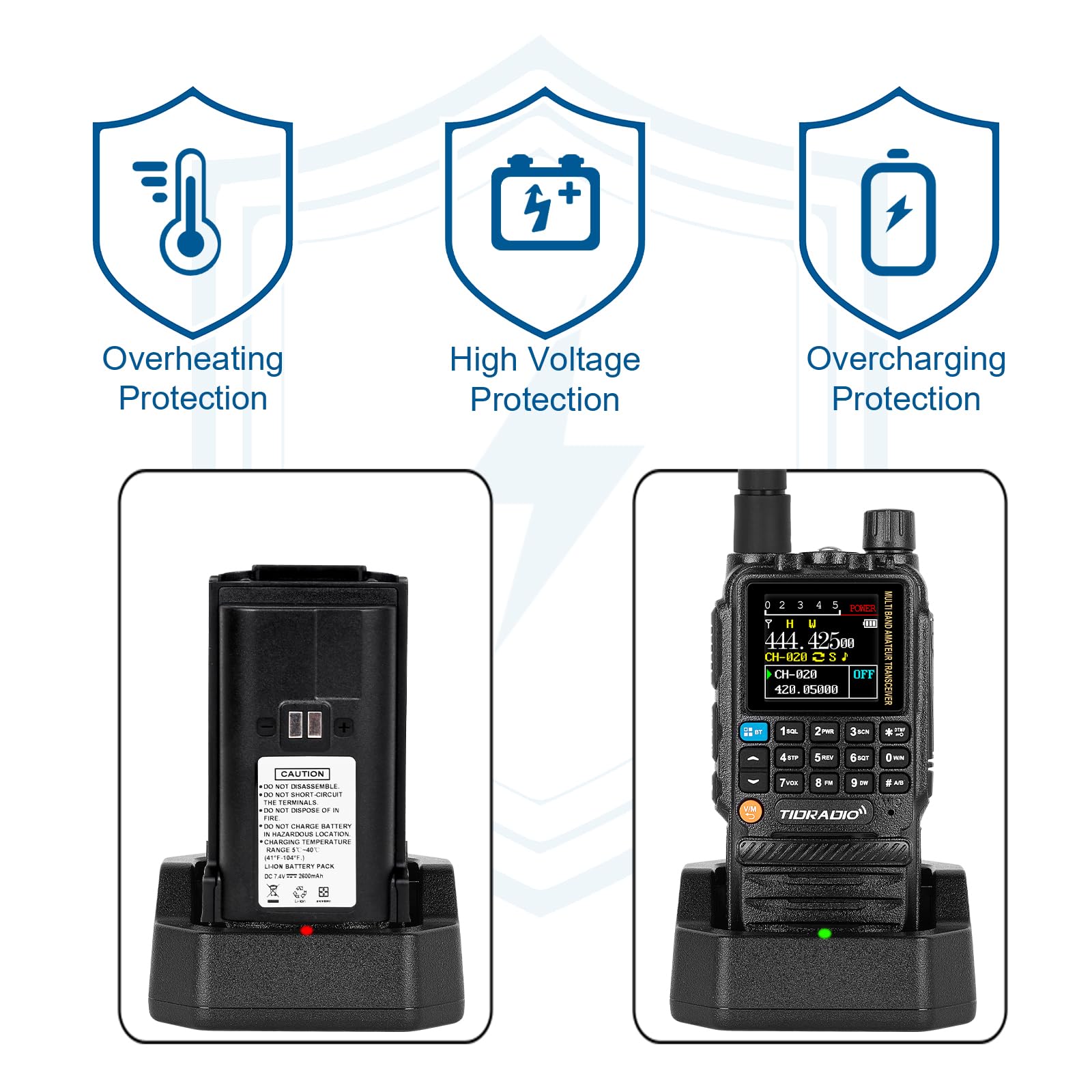 Tidradio Td H3 Ham Radio 8 Band Rechargeable 2500Mah Large Batteries Long Range Walkie Talkies Rechargeable Handheld Portable Tw