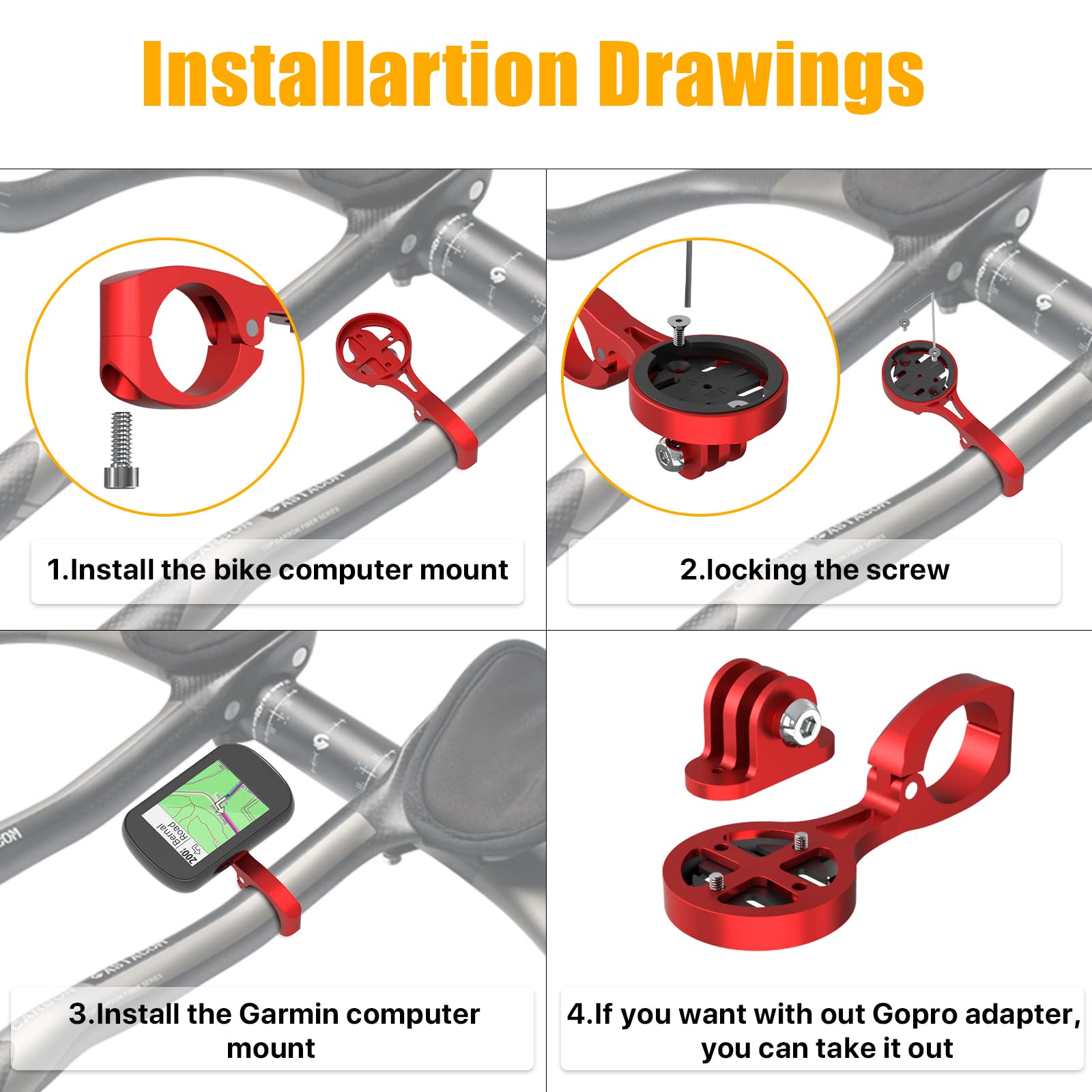 Aero Bars Mount   Garmin Bike Computer Mount For Garmin Edge, Compatible With Bike Gps Computer,Wahoo,Bryton,Cateye,Gopro Full R