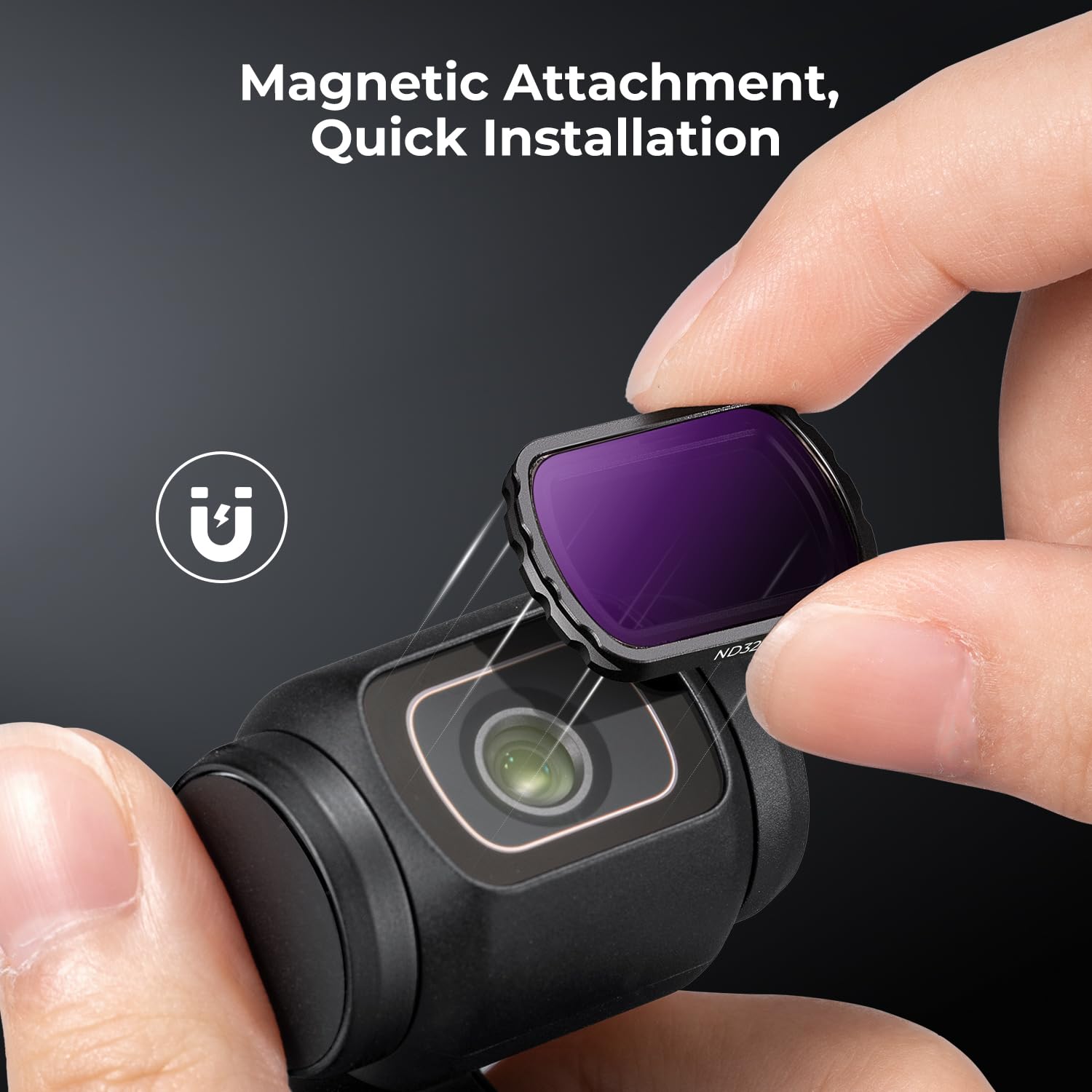 K&F Concept Magnetic ND Filter Kit for DJI Osmo Pocket 3 4-Pack (ND4+ND8+ND16+ND32) Optical Glass Multi-Coated