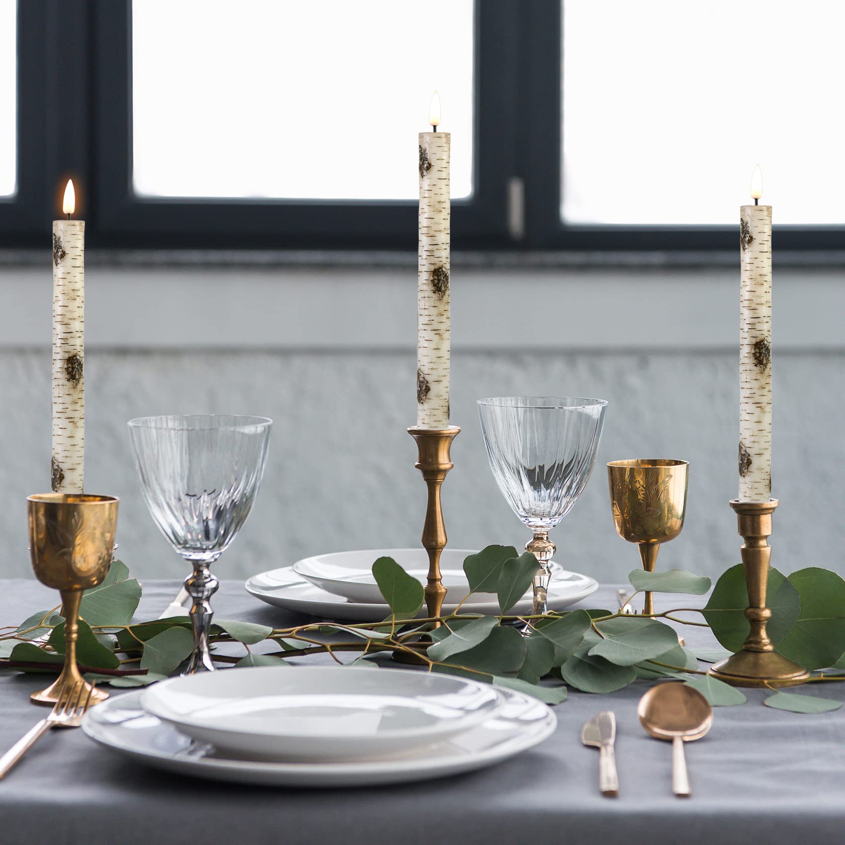 Eywamage Pink Flickering Flameless Taper Candles With Remote, Battery Operated Led Wax Candlesticks Set Of 6