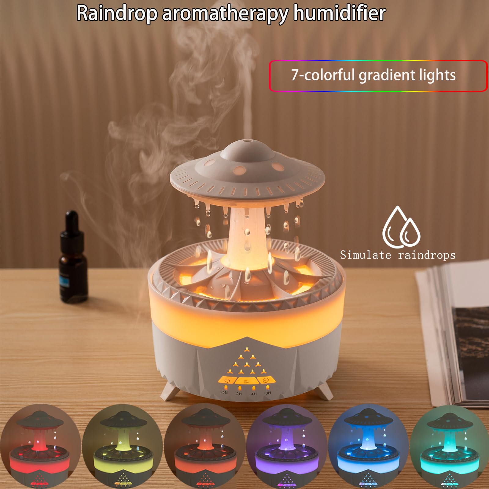 Raindrop Humidifier For Bedroom Large Room  Air Humidifiers And Aromatherapy Diffuser,Ultrasonic Humidifier,Quiet Humidifier Wit