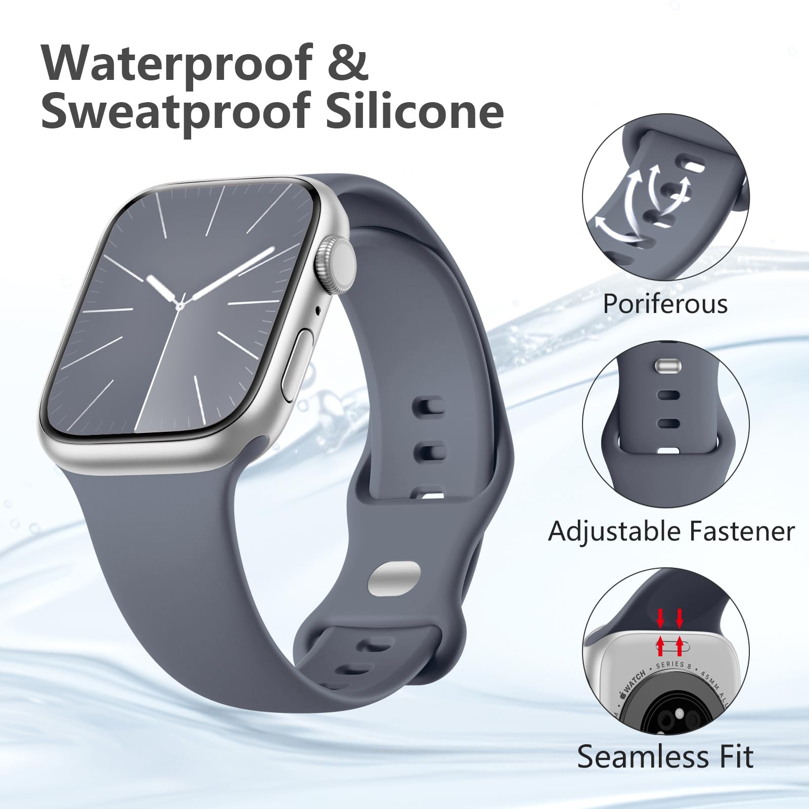 Imivio Sport Band Compatible With Apple Watch Se 40Mm Band 38Mm 40Mm 41Mm 42Mm 44Mm 45Mm 49Mm For Women Men, Soft Silicone Water