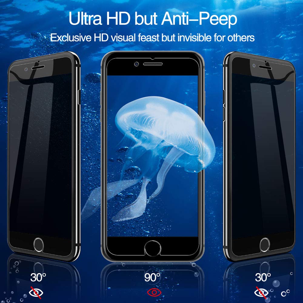 Sorlnern Privacy Screen Protector for iPhone SE 2nd/3rd Gen, 7/8, Anti-Spy Tempered Glass, Easy Installation, Black, 4.7