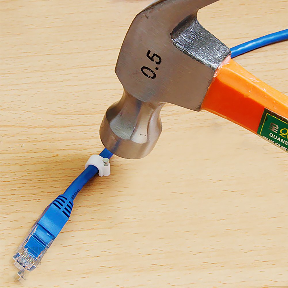 Darller 200 Pack Nail In Cable Clips Ethernet Cable Nails Tacks Clips 7Mm For Cat6 Cable   White