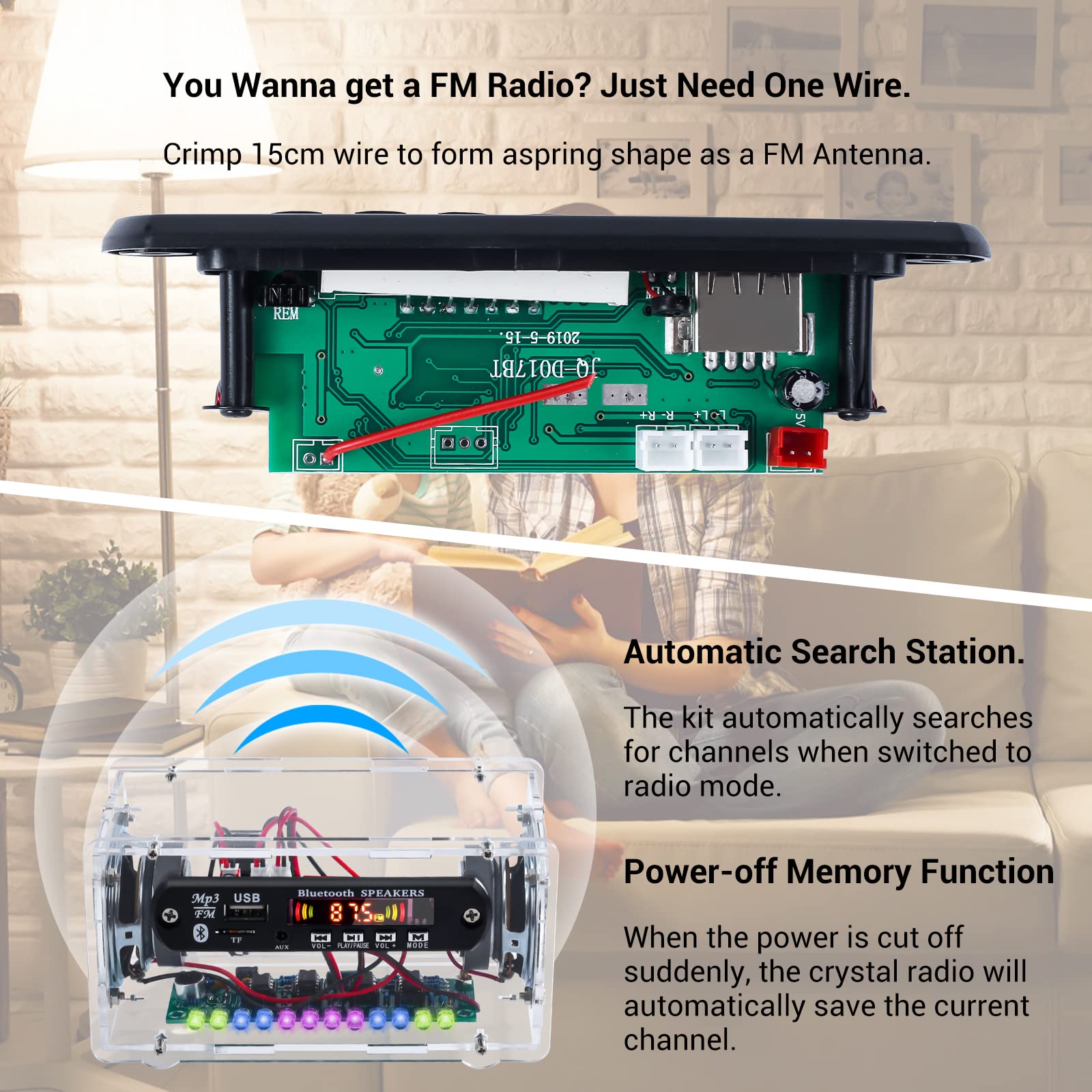 Mioyoow Diy Bluetooth Compatible Speaker Kit With F? Radio, Electronic Soldering Practice Kit Usb Mini Home Sound Amplifier Diy