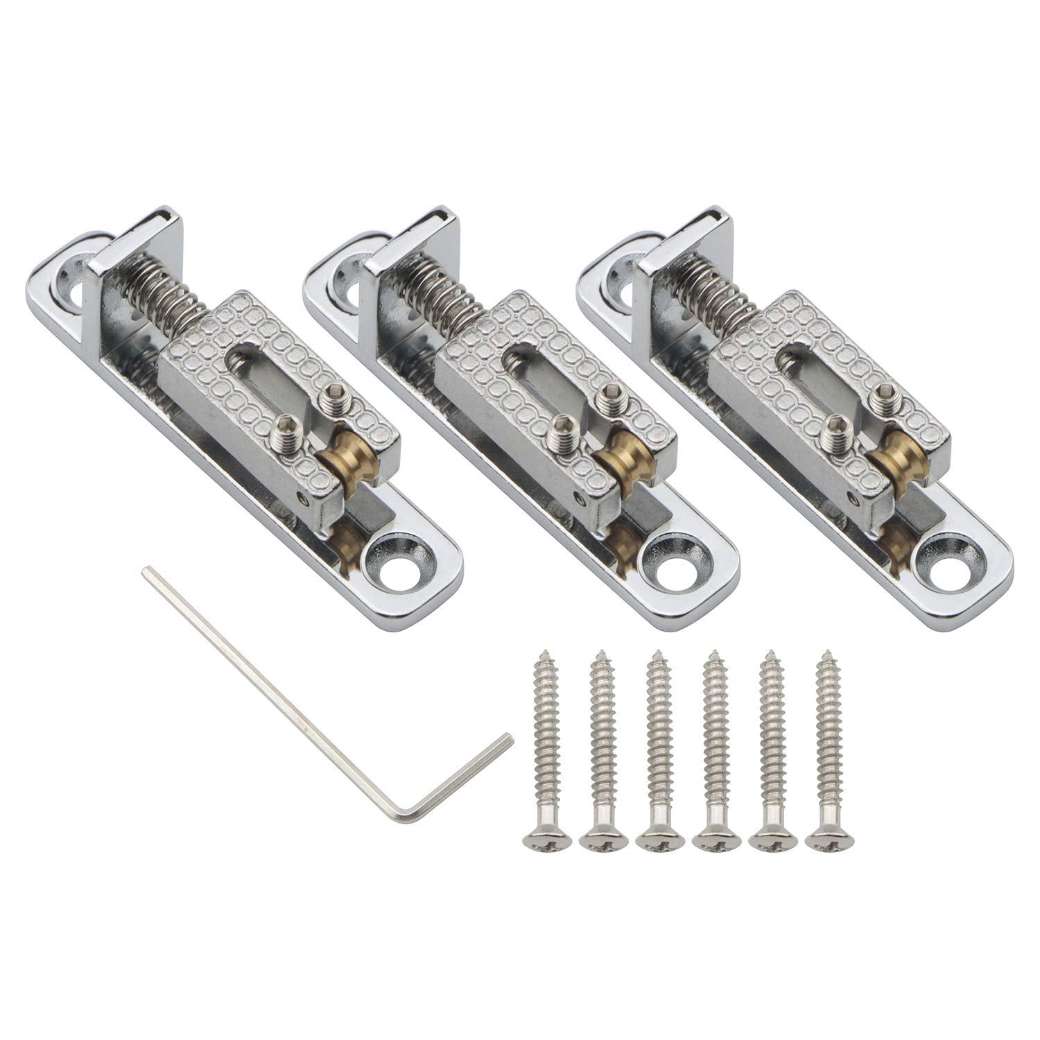 Swhmc Separate Roller Bridge Saddles For Cigar Box Guitar 3Pcs Roller Saddles Bridge Set