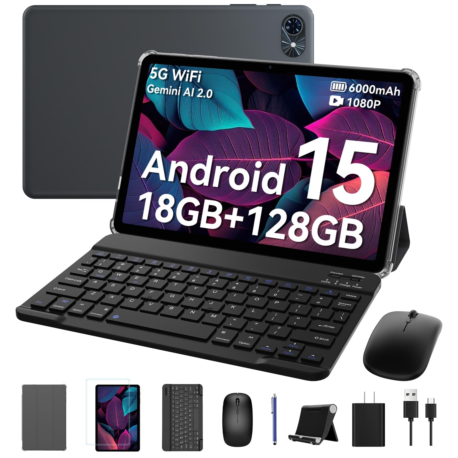 Tablet 2026 Android 16 Tablets, 10.1 Inch Tablet with HD Display, 18GB RAM 128GB ROM /2TB TF, Gemini AI 2.0, Daul Speaker and Ca