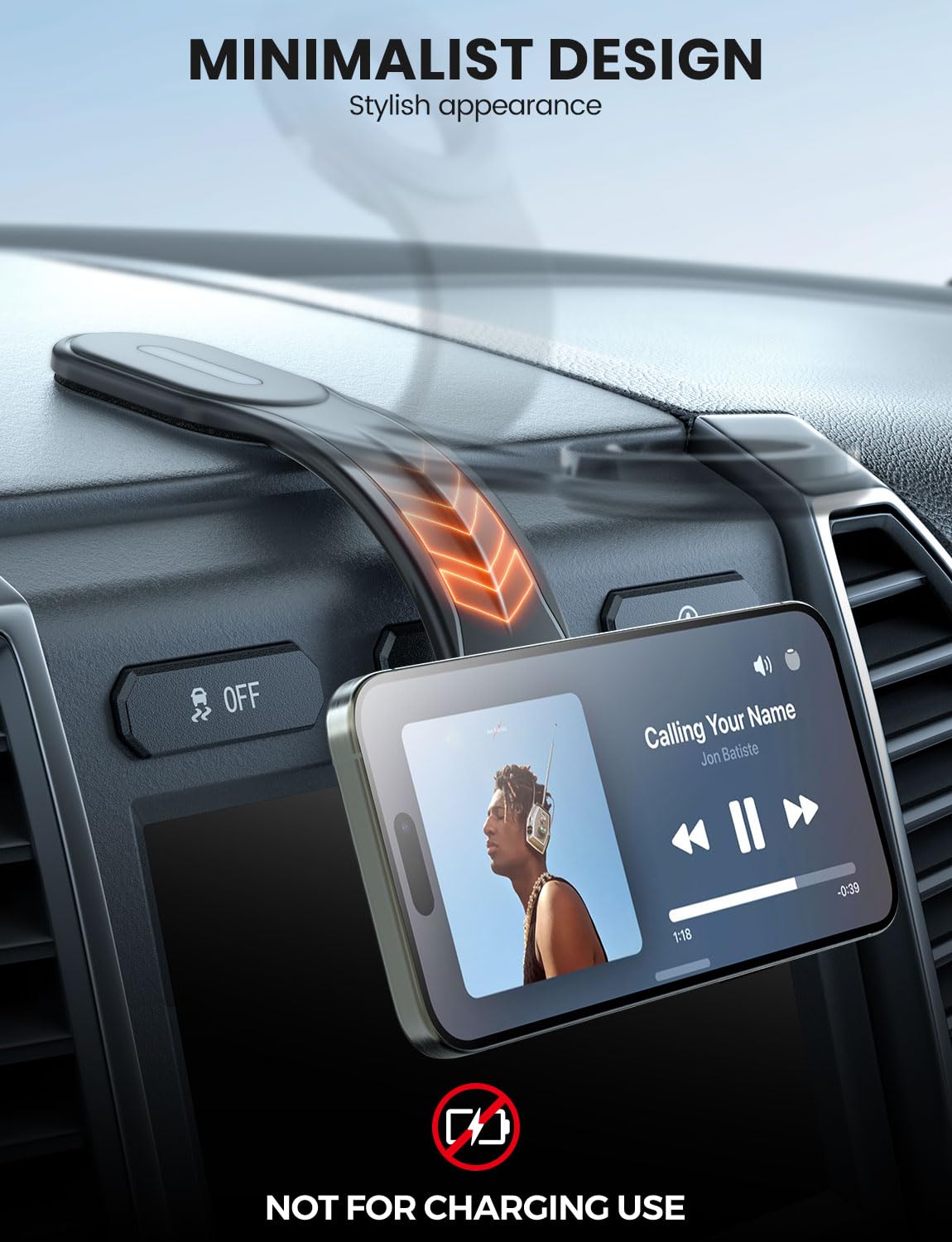 Esamcore For Magsafe Car Mount Detachable, Bendable Aluminum Arm Magnetic Phone Holder For Car?20 Strong Magnets? Cell Phone Mou