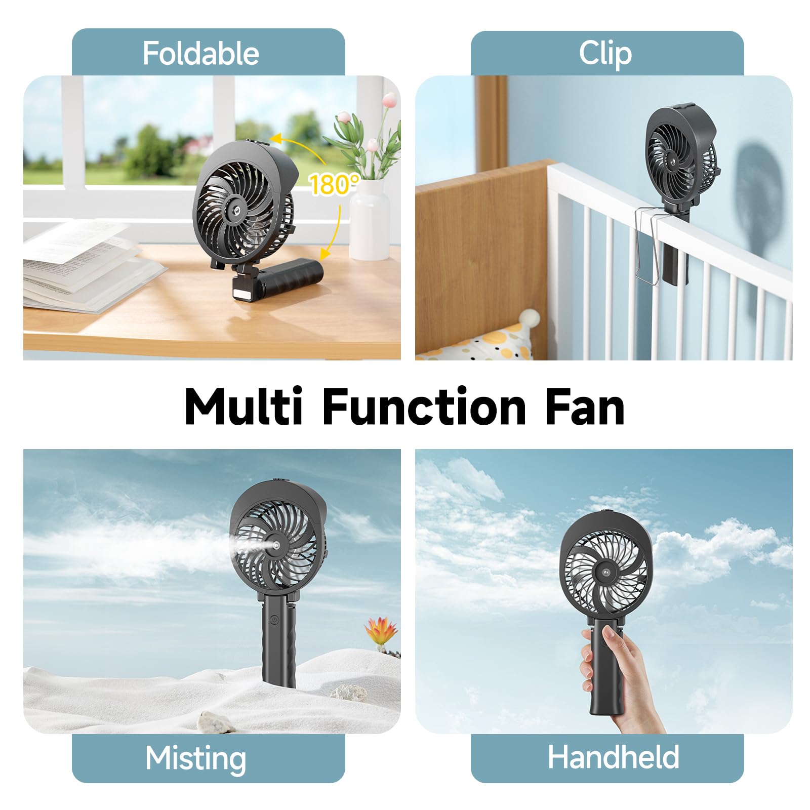 Handfan Handheld Fan, Water Cooled, Usb Rechargeable Battery, With 3 Speeds Mini Table Fan 2 In 1 With Laptop Sockets For Travel
