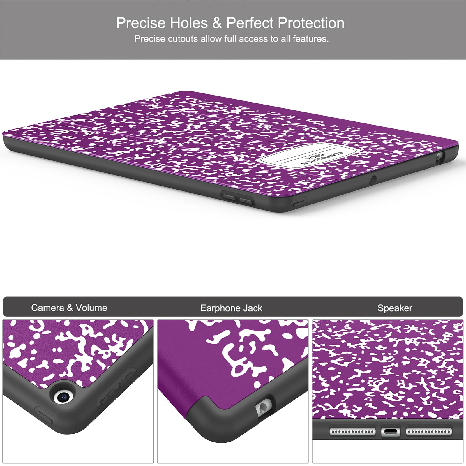 Soke Case For Ipad 9Th Generation 2021/8Th Gen 2020/7Th Gen 2019 With Pencil Holder   Premium Shockproof Case With Soft Tpu Back Cover & Auto Sleep/Wake For Ipad 10.2 Inch, B Book Violet