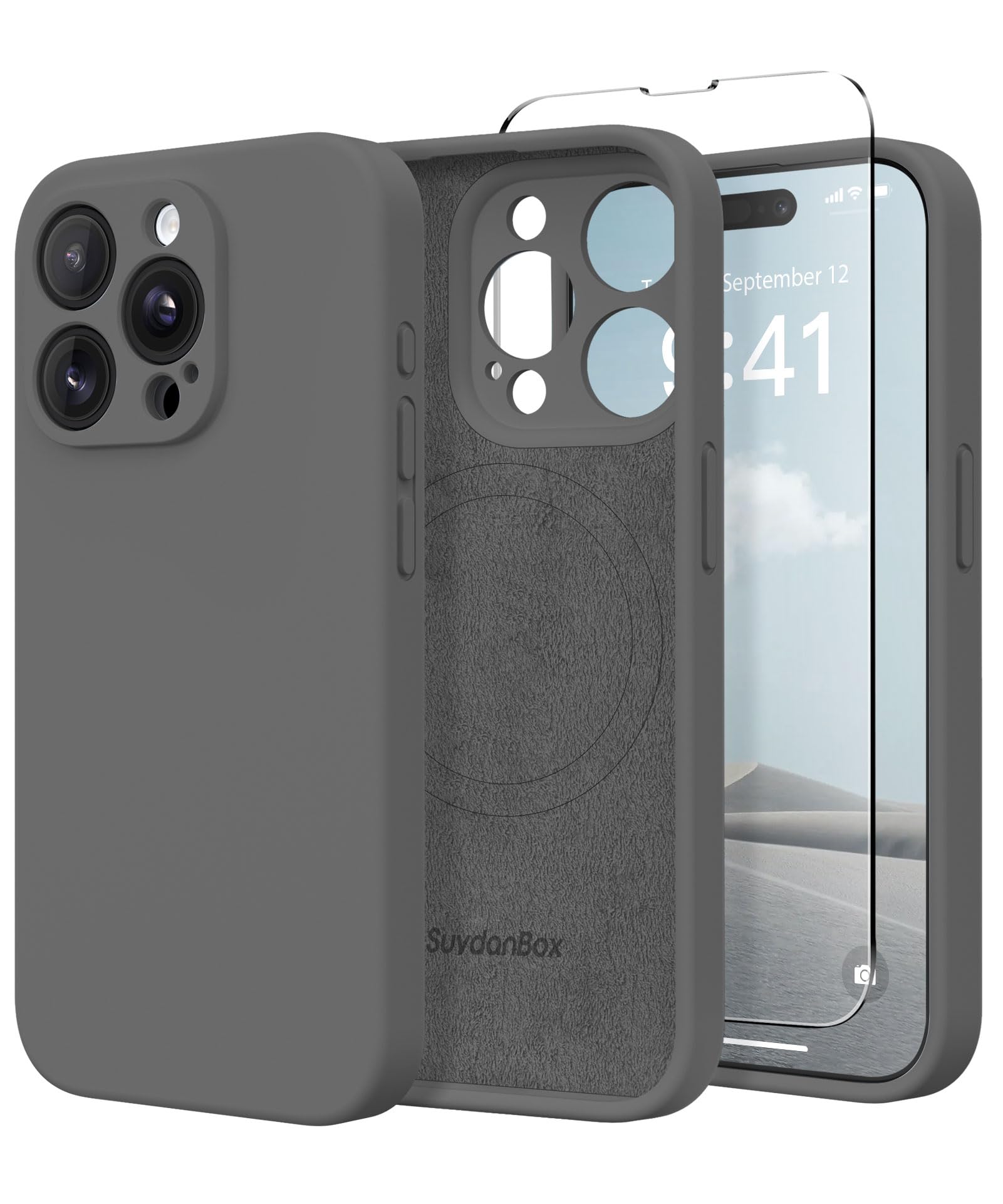 Suydanbox Magnetic For Iphone 13 Pro Case, Compatible With Magsafe, [Full Camera Protection][2 Screen Protectors] Silicone Shock