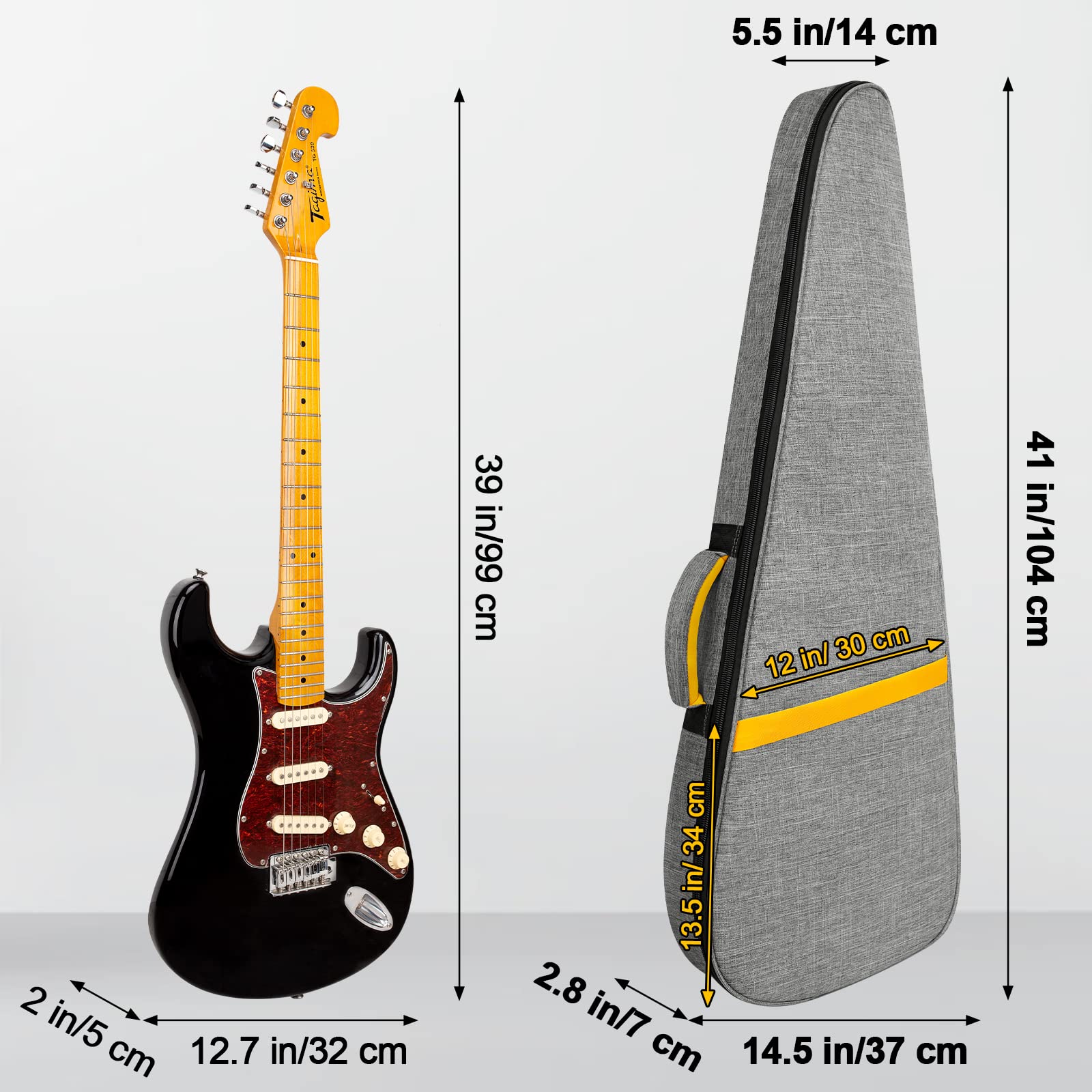 Letsrock Electric Guitar Gig Bag, 39 Inch Electric Guitar Case With 0.5 Inch Thick Padding With Carry Handle, Pocket & Neck Stra
