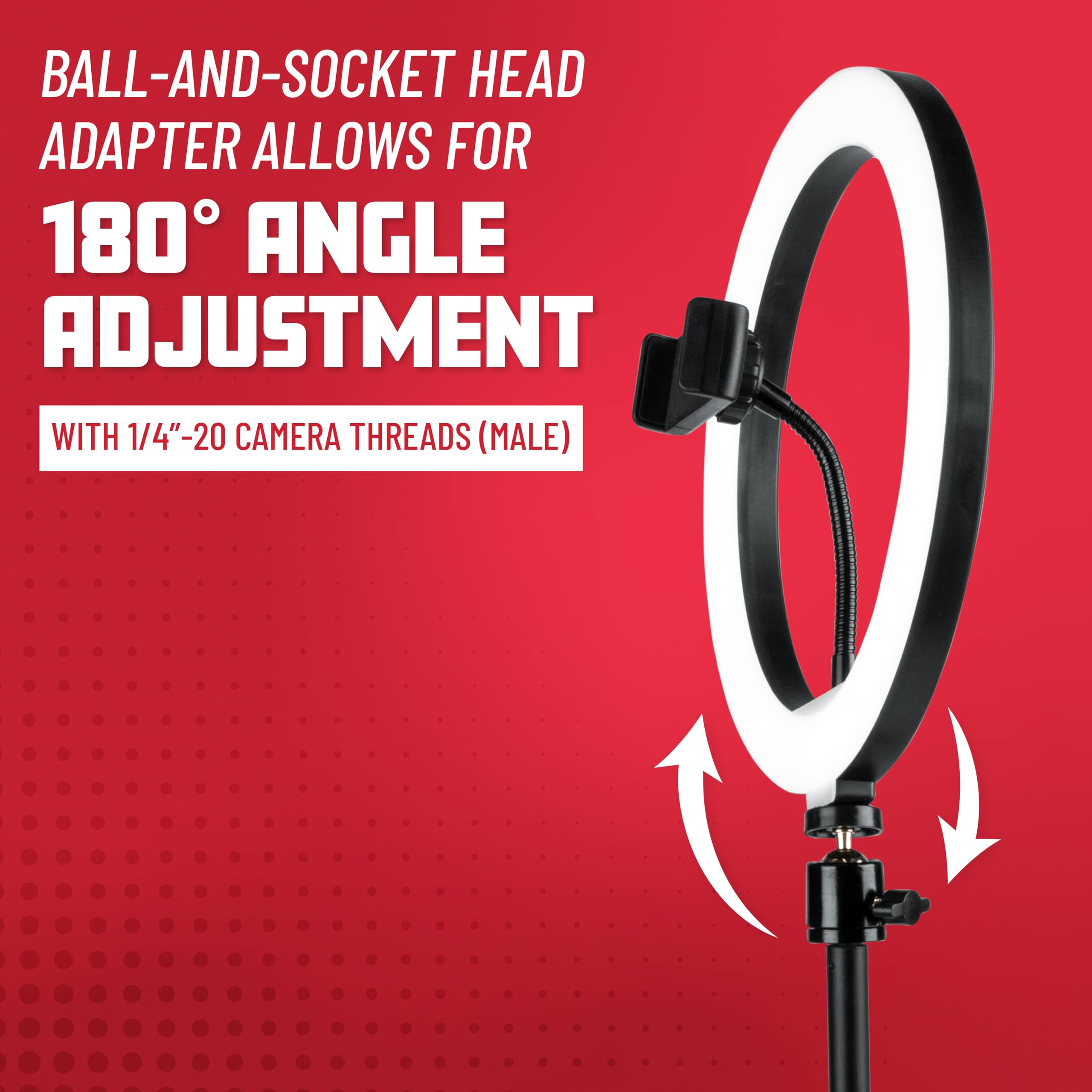 Gator Frameworks 10 Led Ring Light With 6 Ft. Extendable Tripod Stand & Phone Holder, (Gfw-Ringlighttripd)