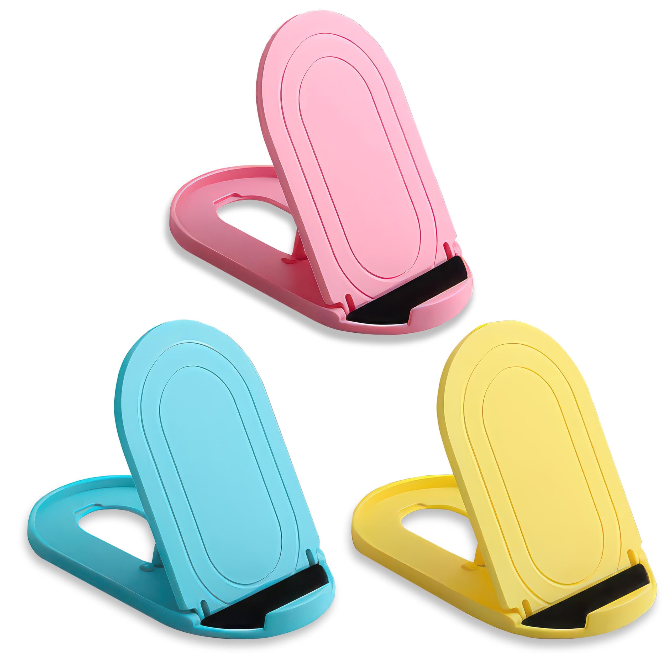 Hzzadzxw 3 Pack Portable Cell Phone Stand Holder For Desk, Foldable Pocket-Sized Mount, Adjustable Multi Angle Stand For Iphone 