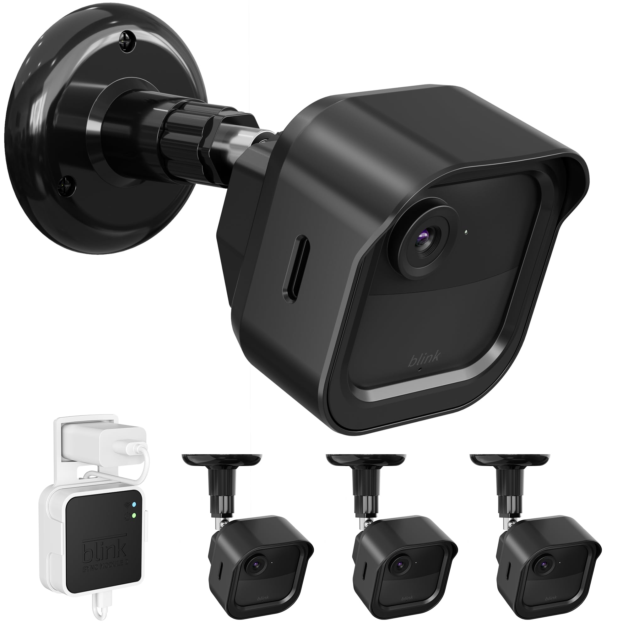 Wall Mount For Blink 4 (4Th Gen) Outdoor Camera, Mofad 3 Pack Weatherproof Protective Case & 360� Adjustable Mount With The Outlet Wall Mount For Sync Module 2 (Camera Not Included)