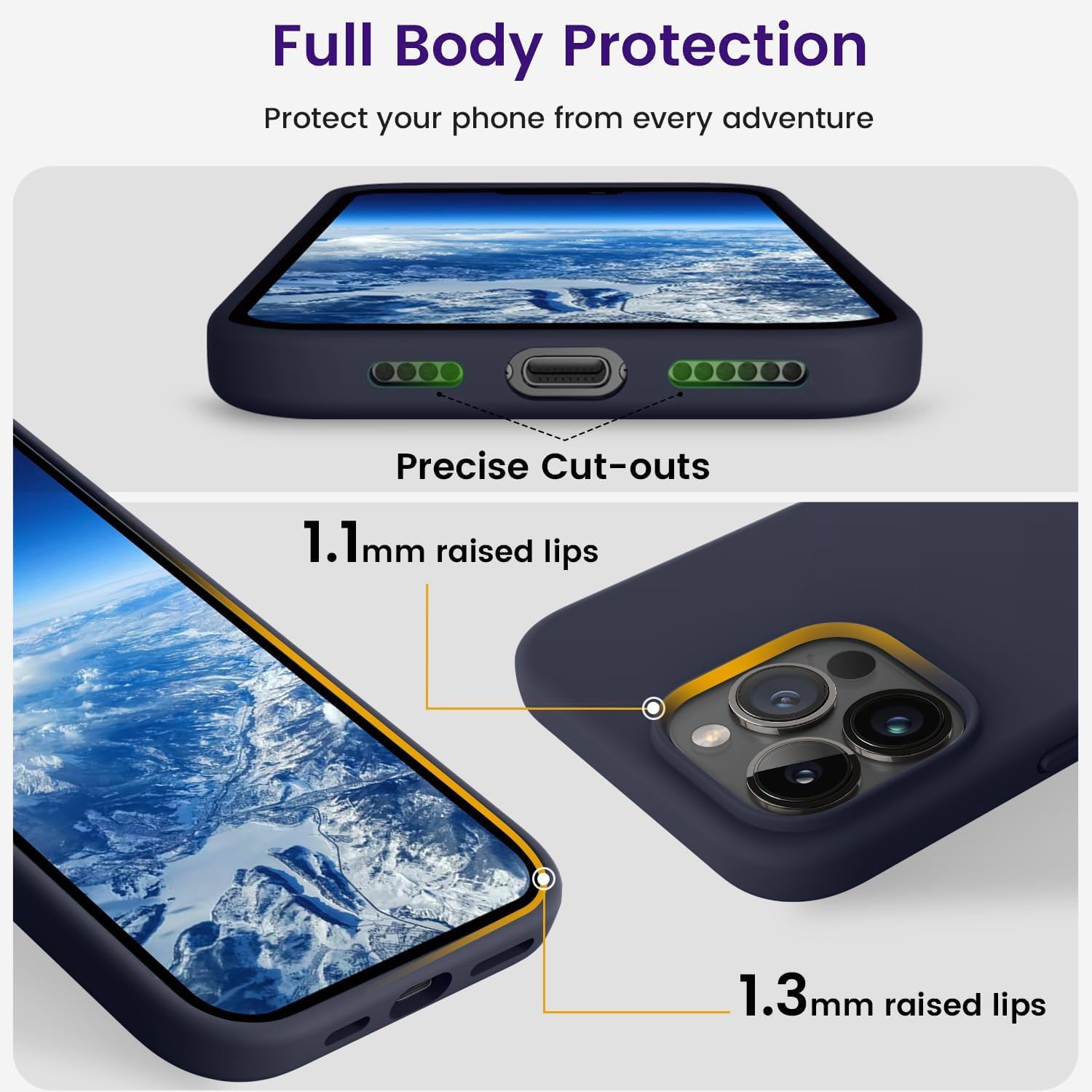 Otofly Compatible With Iphone 15 Pro Max Case, Silicone Shockproof Slim Thin Phone Case For Iphone 15 Pro Max (6.7 Inch), (Midni