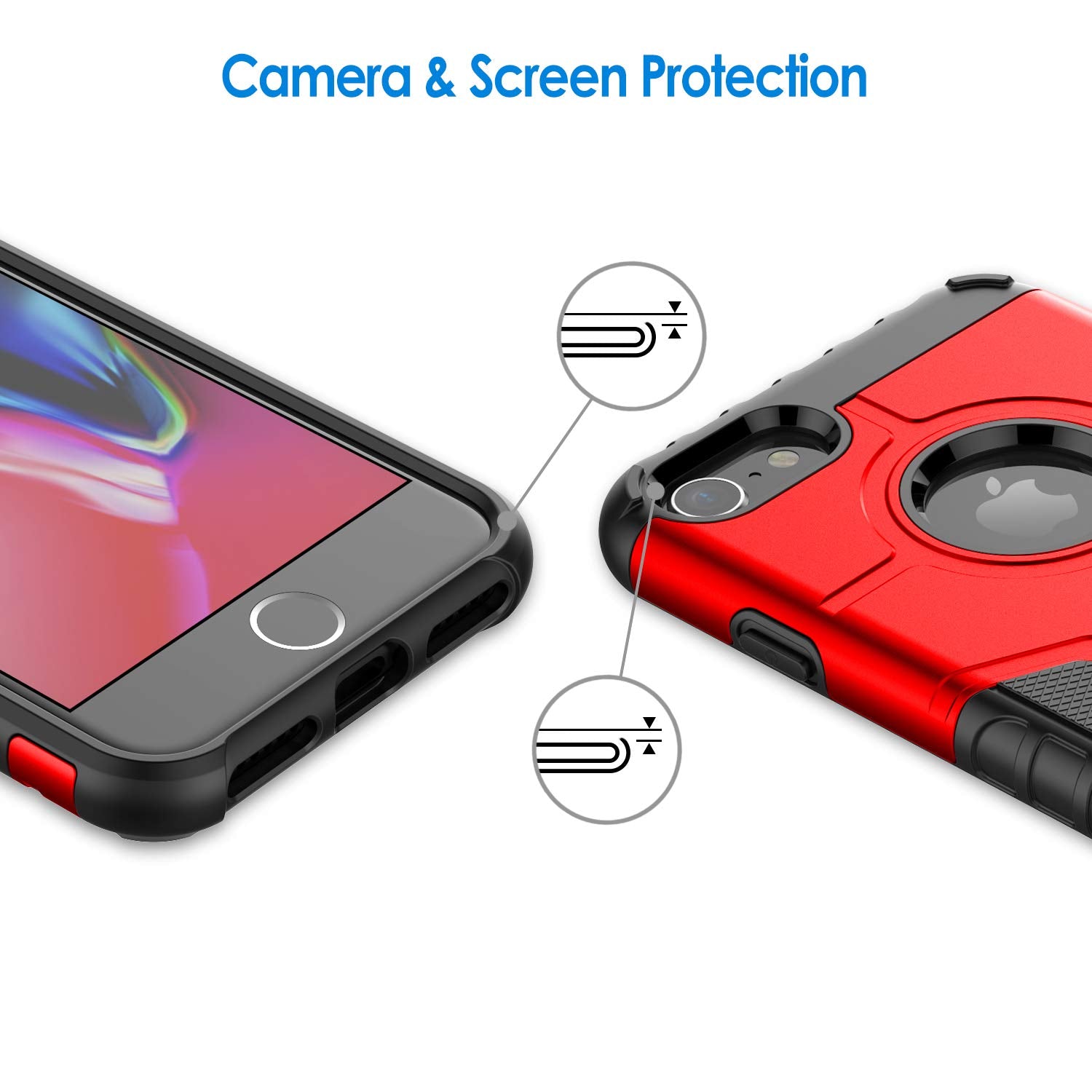 Jetech Case For Iphone 8 And Iphone 7, Dual Layer Protective Cover With Shock Absorption, Red