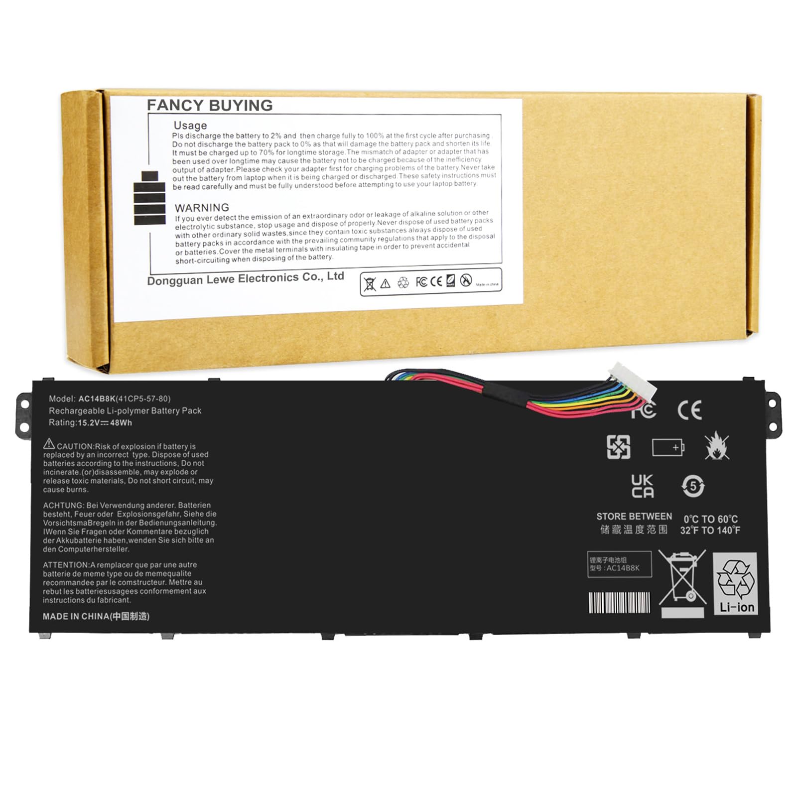 Ac14B8K Laptop Battery For Acer Aspire R3 131T R5 471T R5 571T R5 571Tg E3 111 E3 112 Es1 511 Es1 512 Es1 531 Es1 520 Es1 111M R