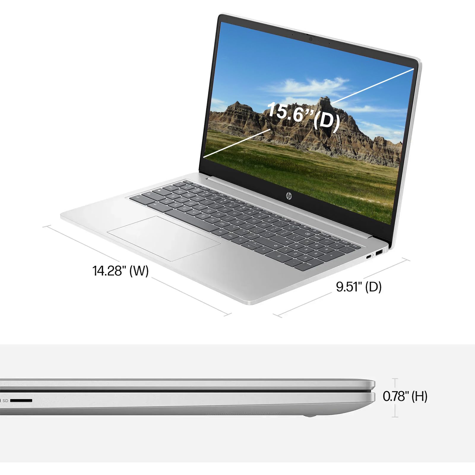 Hp Chromebook 15.6 Inch Laptop, Ultra Light Business Laptop, Intel Processor N200, 8Gb Lpddr5 Ram, 64Gb Emmc, Intel Uhd Graphics