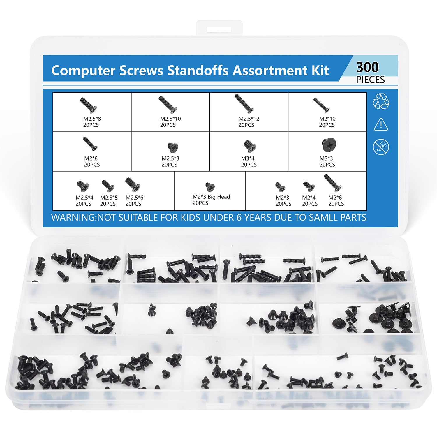 300Pcs Computer Notebook Laptop Screws Assortment Kit, 12 Sizes M2.5 M2 M3 Laptop Screws For Lenovo Dell Hp Asus Samsung Toshiba