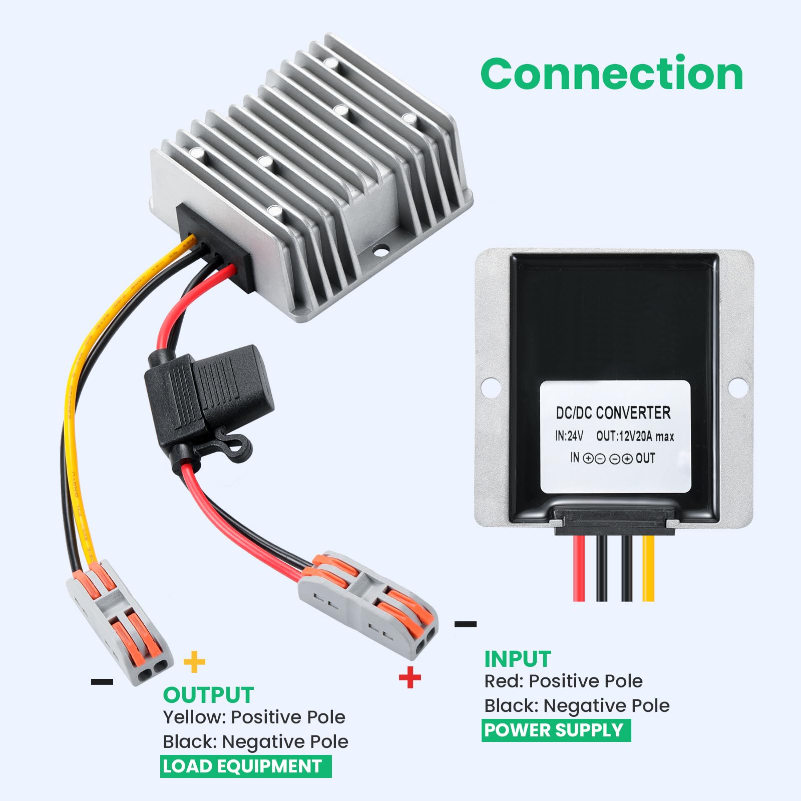 Dc/Dc Buck Converter 24V To 12V,Dc/Dc Voltage Converter 24V To 12V 20A 240W Max Power Transformer Waterproof Step Down Module Fo