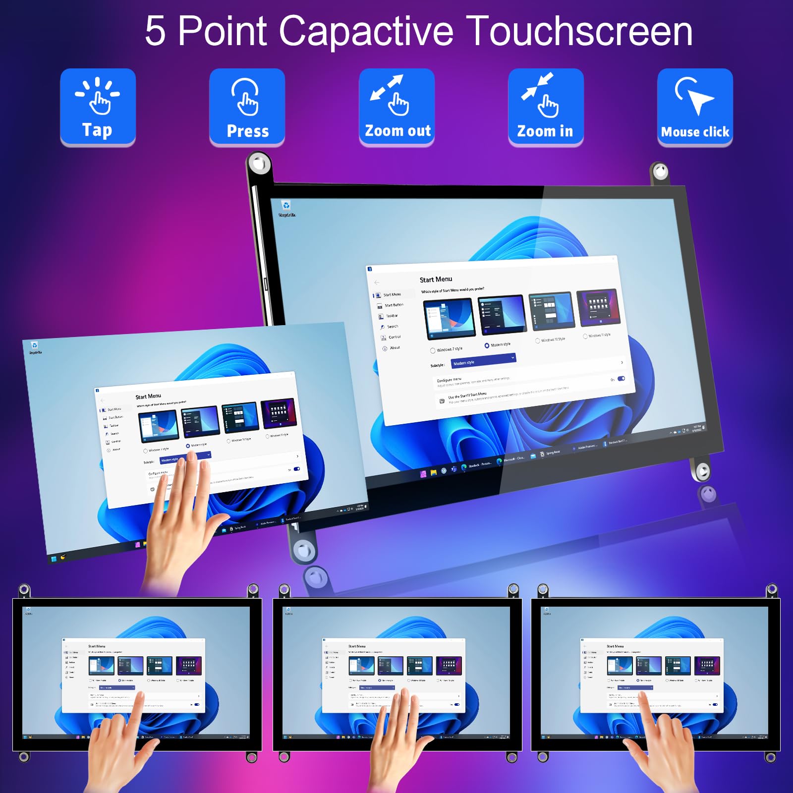 Hamtysan 7 Inch Raspberry Pi Screen Touchscreen Monitor 1024X600 Small Hdmi Monitor W/Dual Speakers Ips Screen Display For Raspb