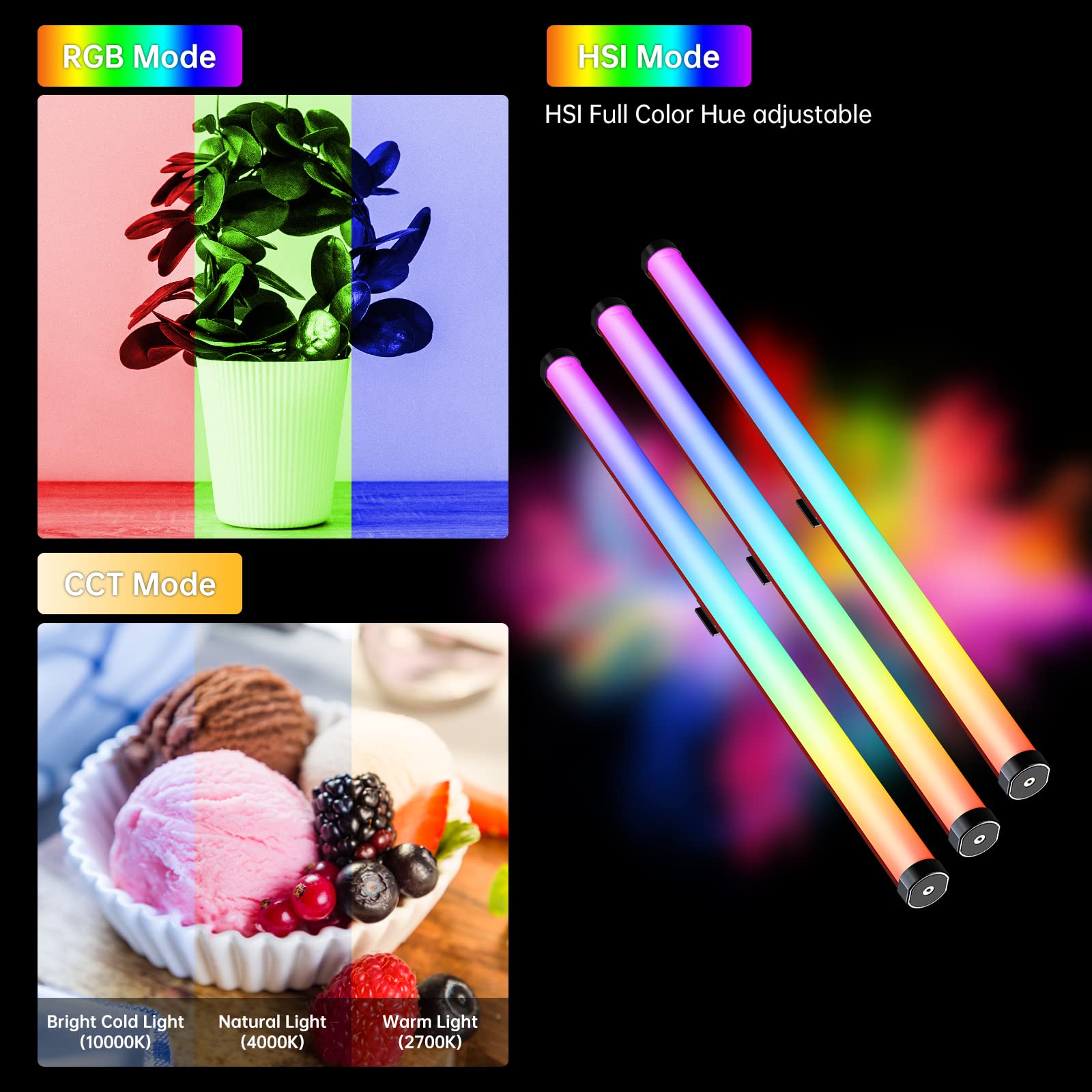 Gvm Bd45R Led Video Light, 45W Handheld Wand Light, 48'' Full Color Led Tube Light, 2700 10000K Stick Light With App/Dmx Control