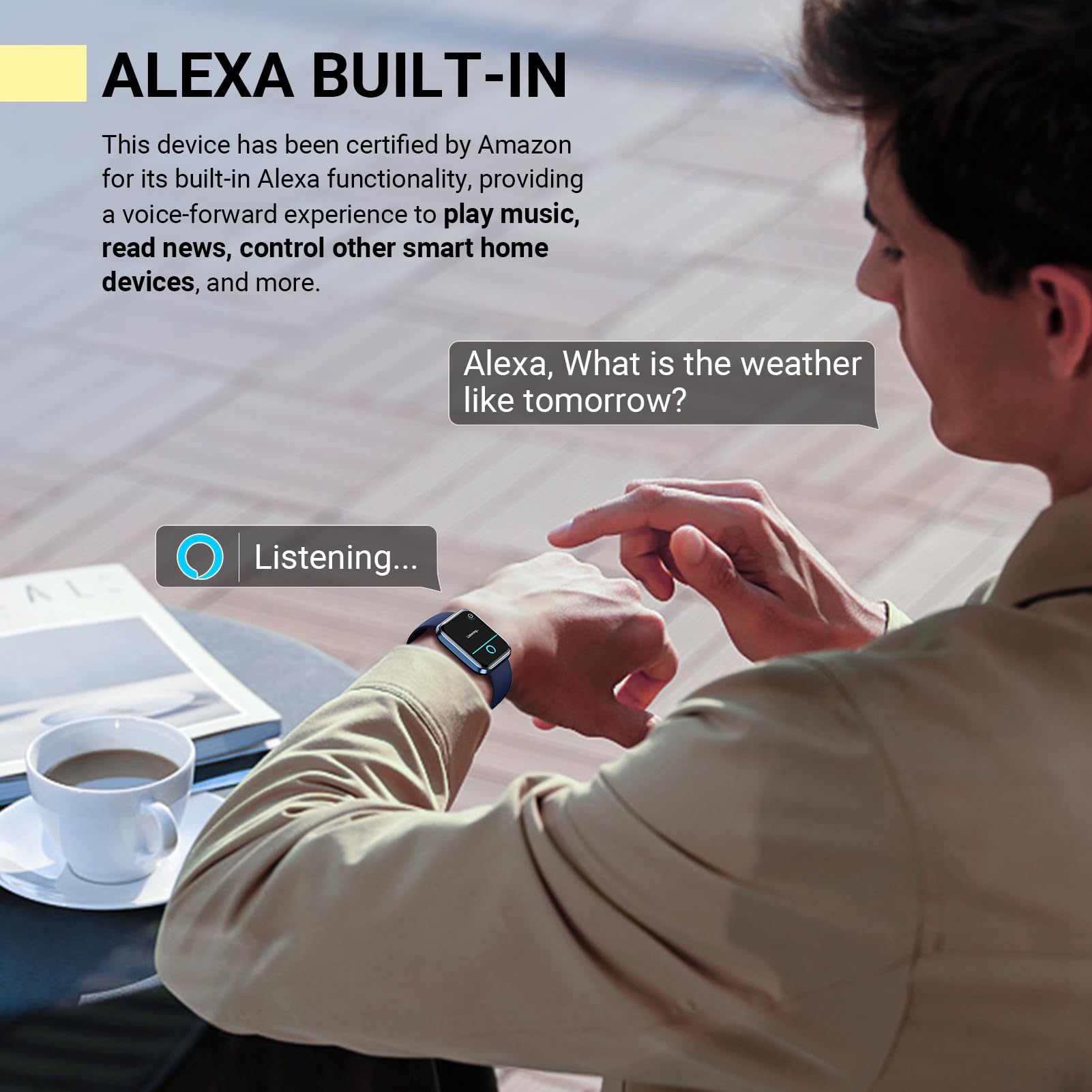 Smartwatch For Women/Men, Compatible With Android & Iphone, 1.8'' Fitness Tracker Watch With Alexa, Call & Notification Alerts,