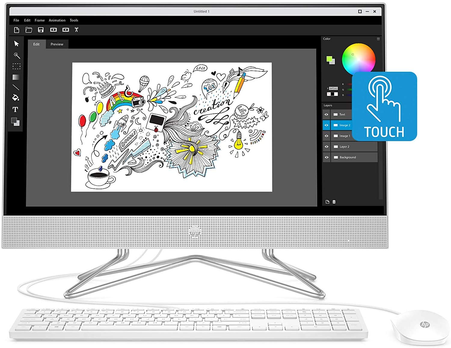 HP 24-inch All-in-One Touchscreen Desktop Computer, AMD Ryzen 5 4500U Processor, 12 GB RAM, 512 GB SSD, Windows 10 Home (24-dp01