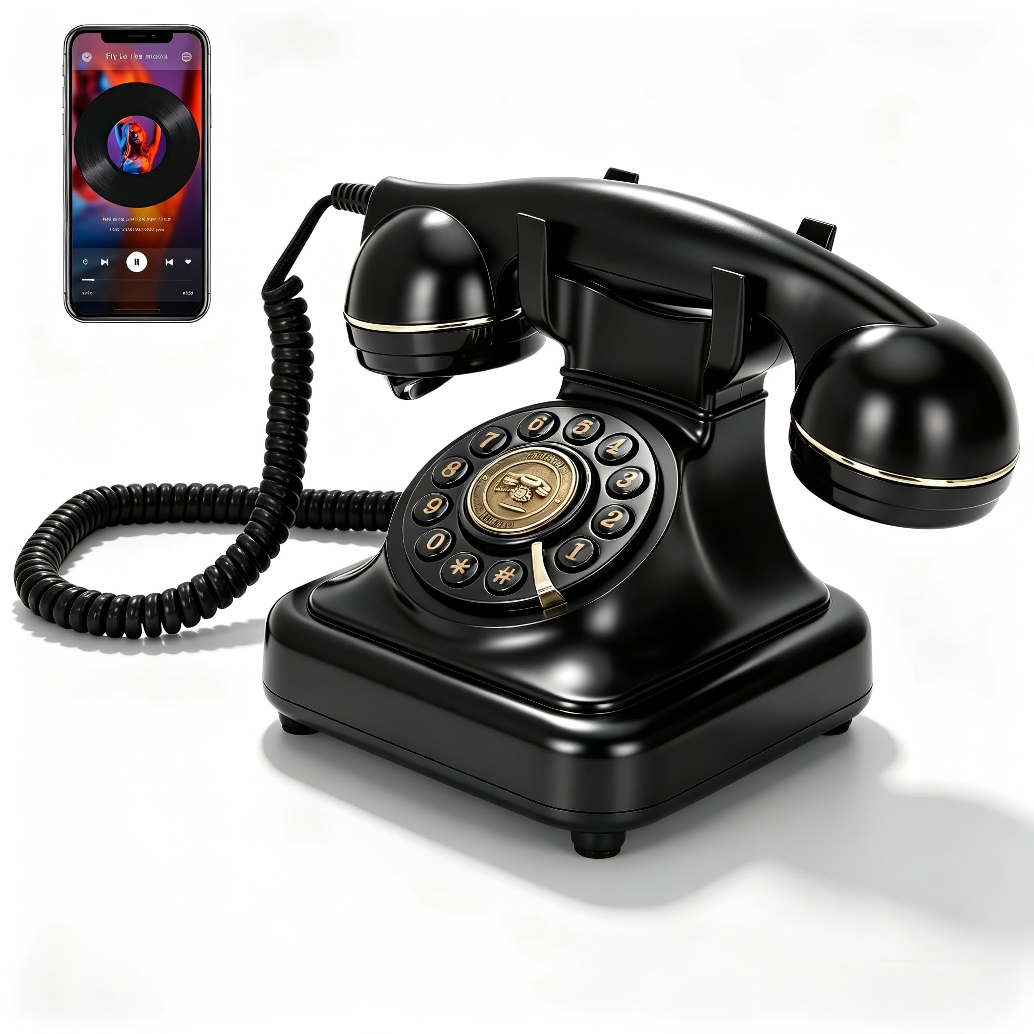 Bluetooth Rotary Phone, Vintage Phone Bluetooth with Handset & Speakerphone