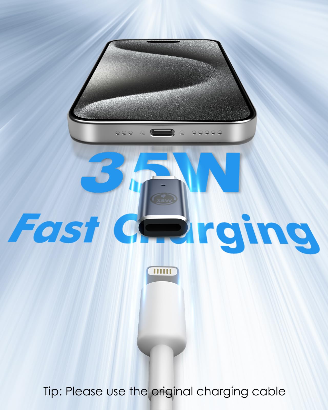 MoKo Lightning Female to USB C Male Adapter 2Pack,Lightning USB C Adaptor for iPhone 15/16 Pro/16 Pro Max/Plus,Galaxy S24,iPad, iPhone to USB C Adapter for Fast Charging, NOT for Headphone, Gray 35W