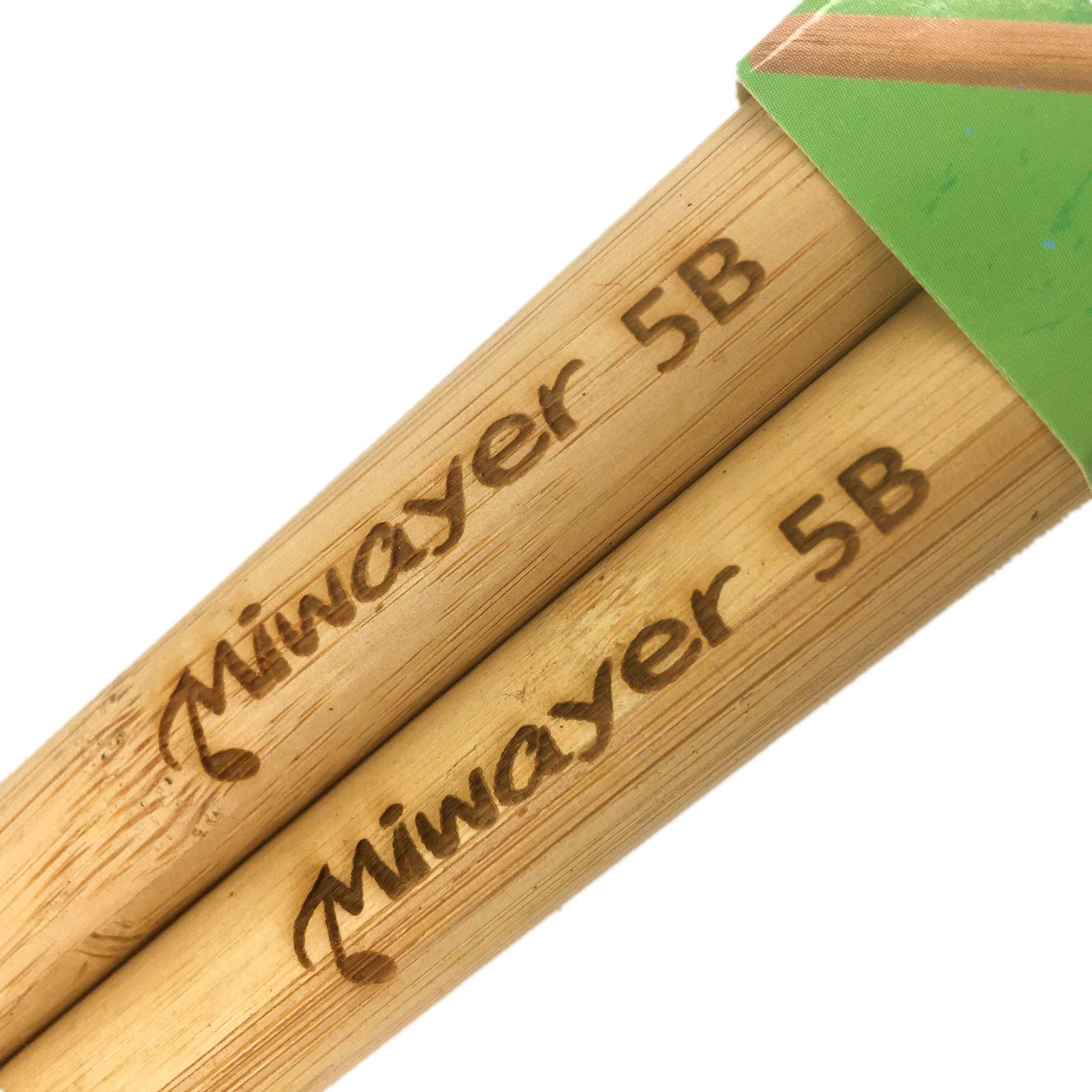 Miwayer 5B Bamboo Drumsticks 6'' Light Durable With Teardrop Shaped Tips Musical Instrument Percussion Accessories