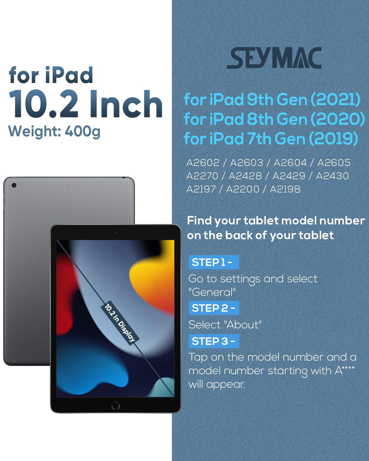 Seymac Kids Case For Ipad 9Th/8Th/7Th Generation Ipad 10.2 Case 2021/2020/2019, Heavy Duty Protective Shockproof Case With Scree