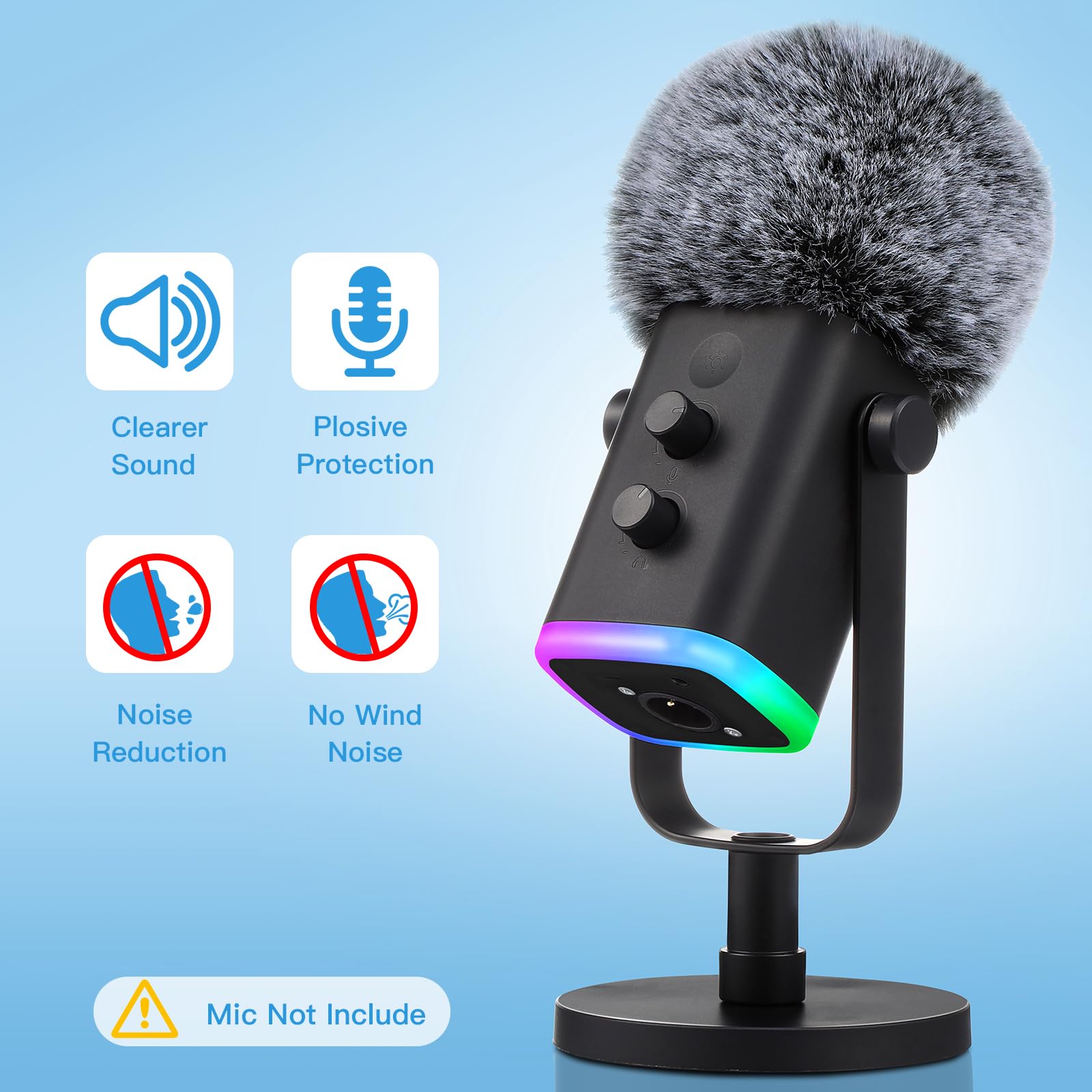 Zealsound Blue Yeti Pop Filter For Blue Yeti Microphone,Mic Foam Cover With Furry Windscreen Muff Windshield For Zealsound K66/Y